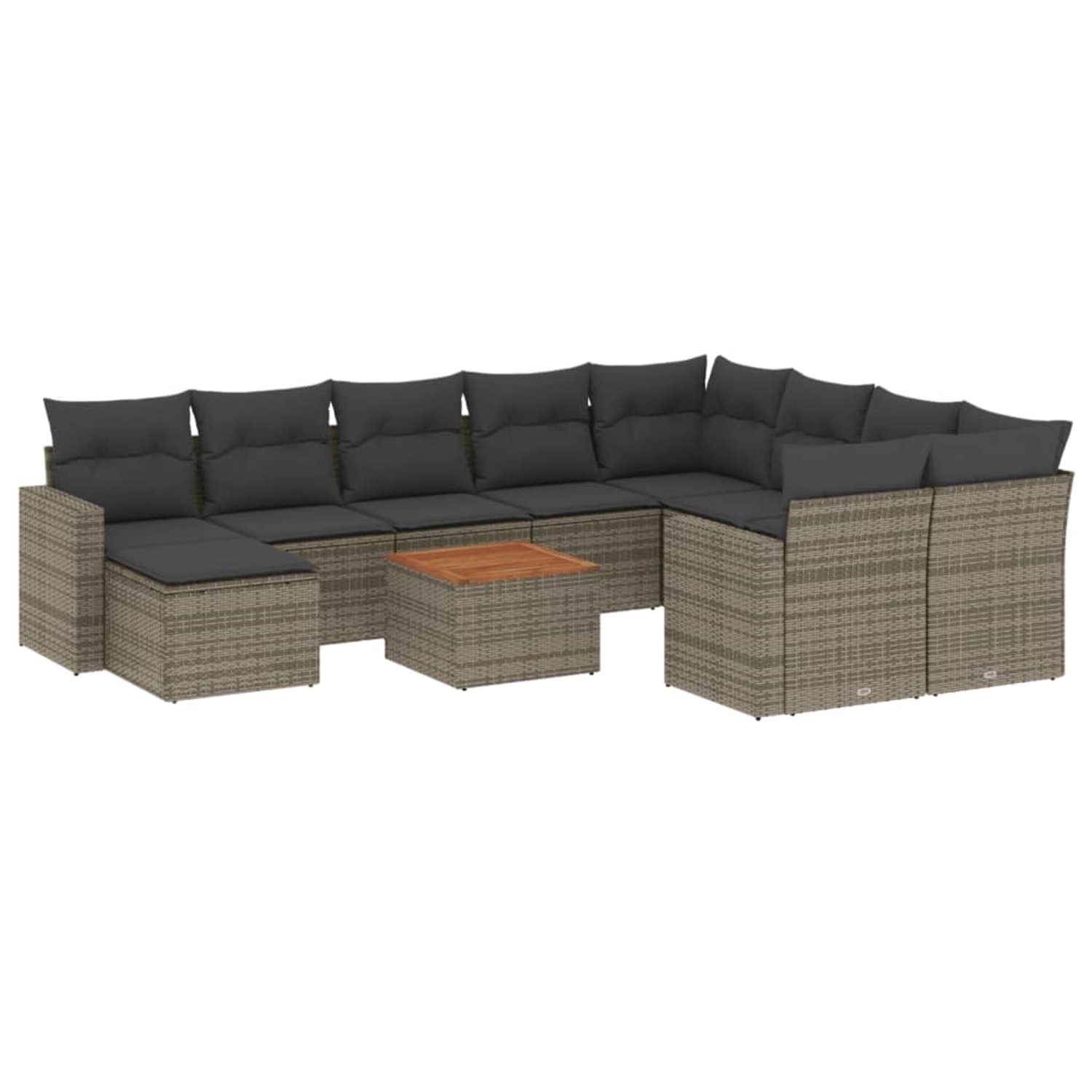 vidaXL 11-Tlg Garten-Sofagarnitur mit Kissen Grau Poly Rattan 3256746 günstig online kaufen