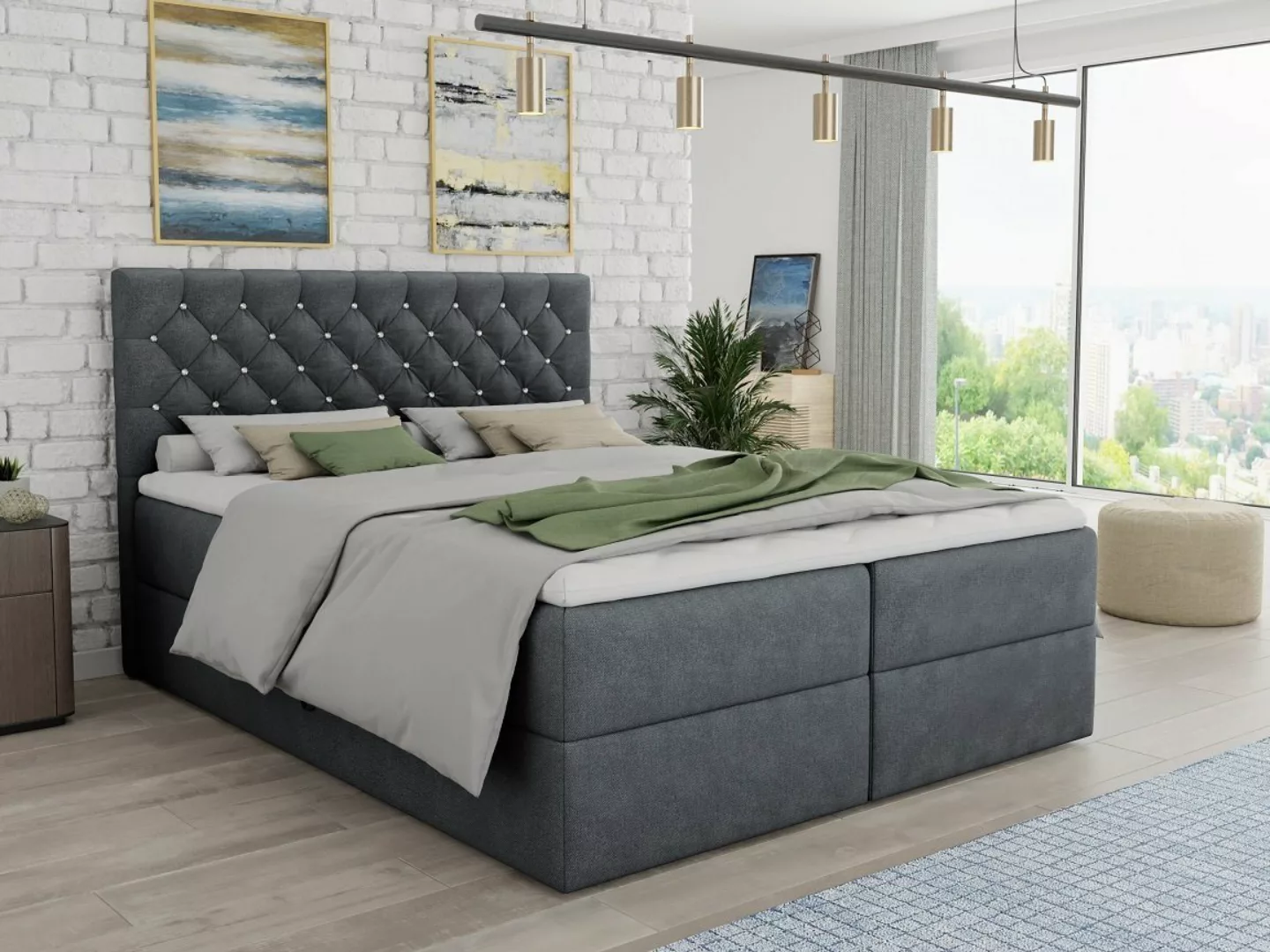 Deine Möbel 24 Boxspringbett Polsterbett ARAMI in Velour / Samt, inkl. Topp günstig online kaufen