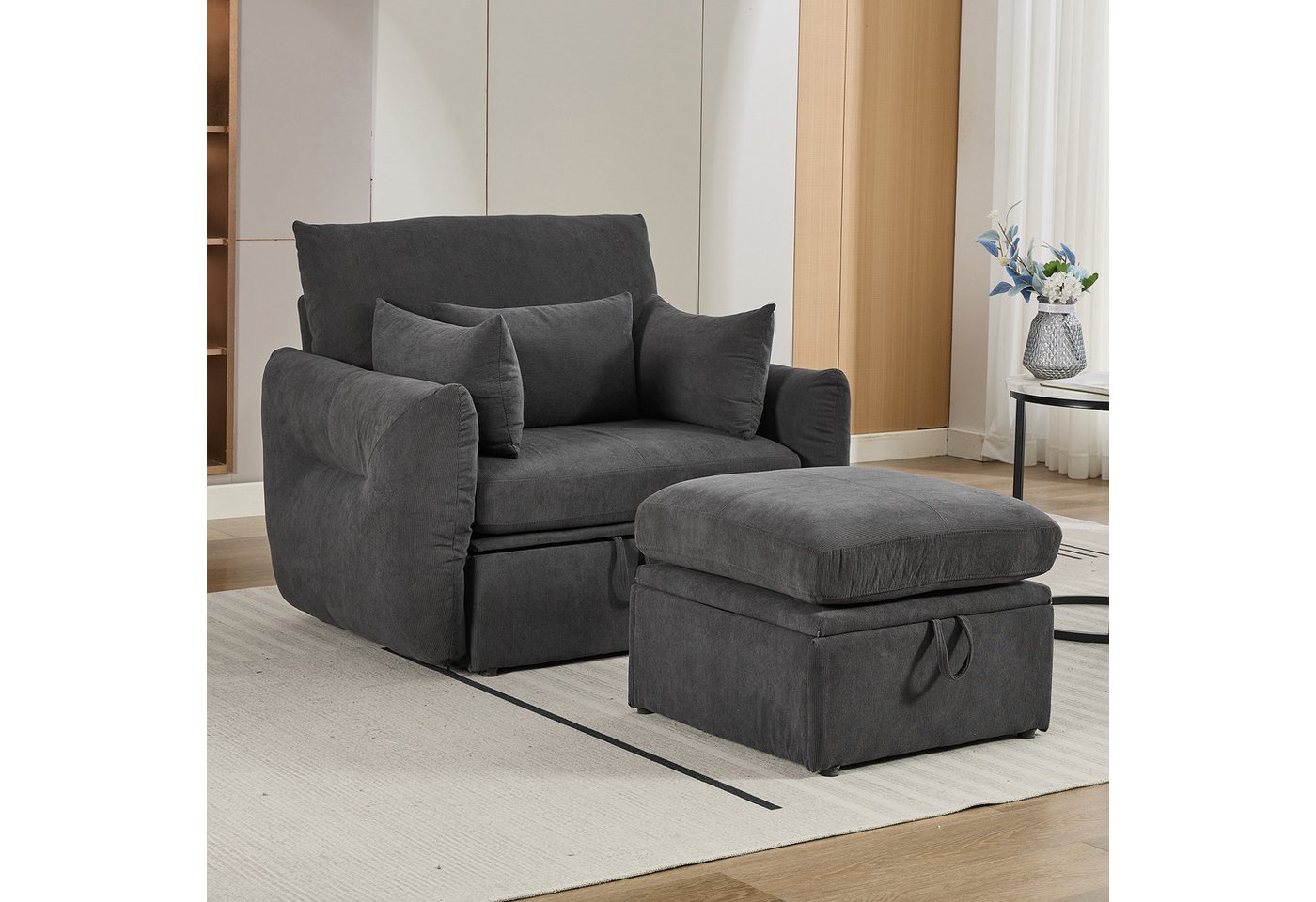 REDOM Ecksofa mit Stauraum, Sessel, Polstersessel, Polsterstuhl, mit Fußhoc günstig online kaufen