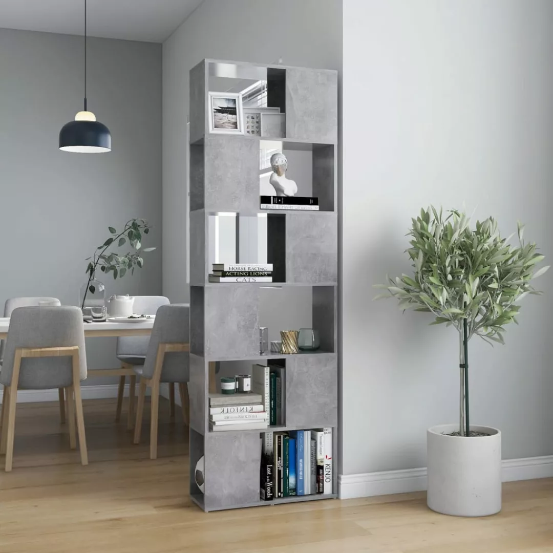 Bücherregal Raumteiler Betongrau 60x24x186 Cm Spanplatte günstig online kaufen