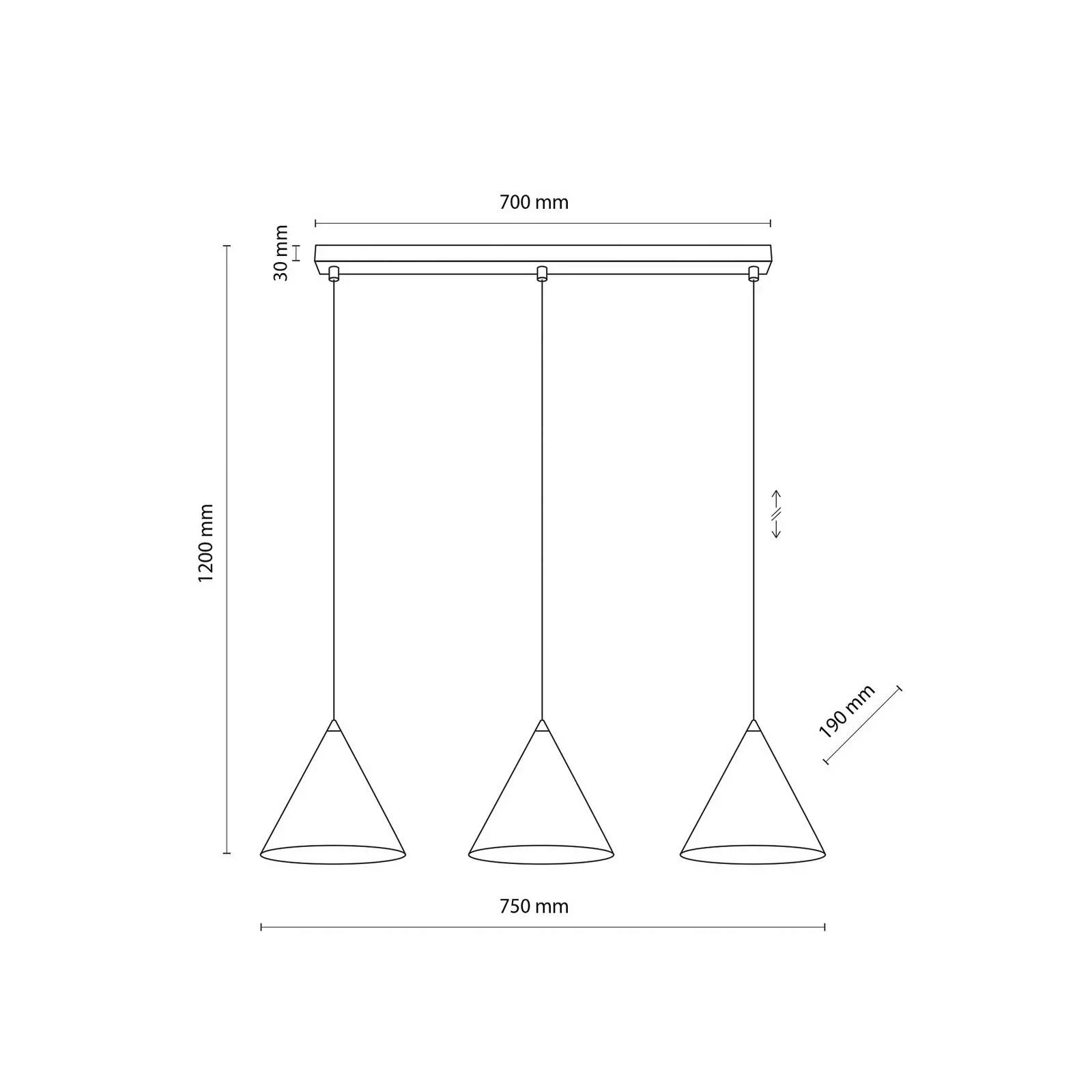 Hängeleuchte Cono, dreiflammig, linear, Länge 75 cm, weiß günstig online kaufen