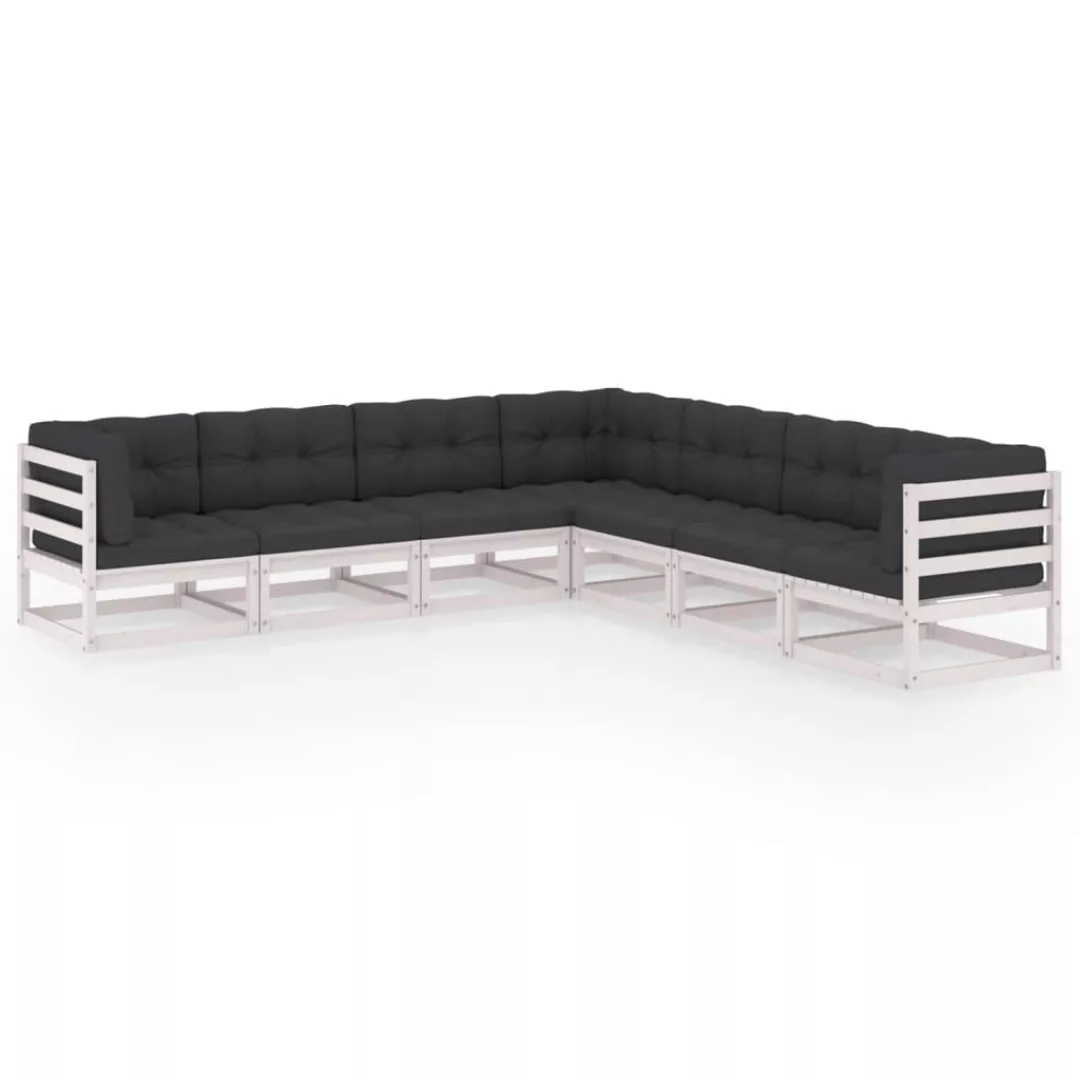 7-tlg. Garten-lounge-set Mit Kissen Kiefer Massivholz günstig online kaufen