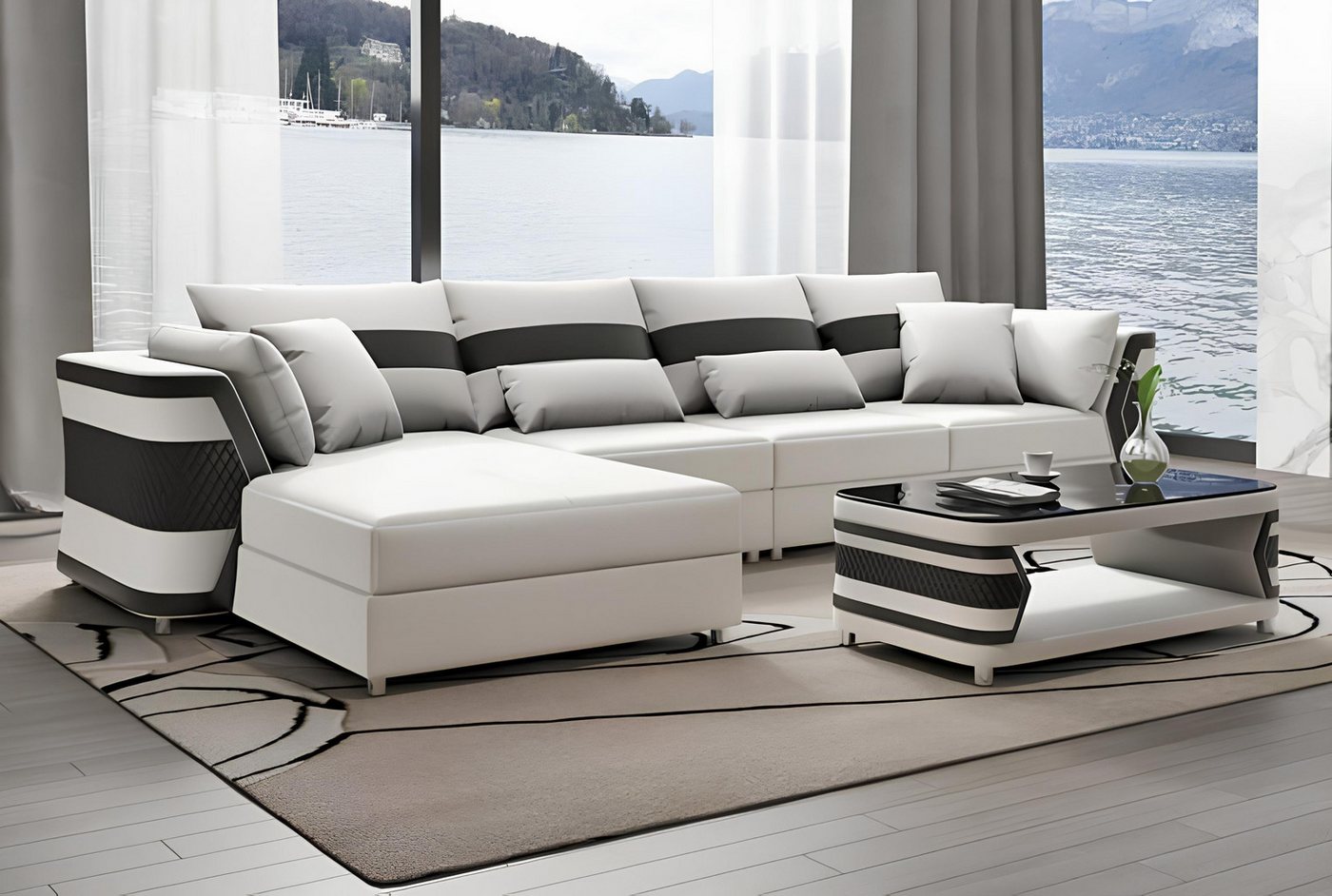 Xlmoebel Ecksofa Luxuriöses, modernes Ecksofa in L-Form aus weißem Leder - günstig online kaufen