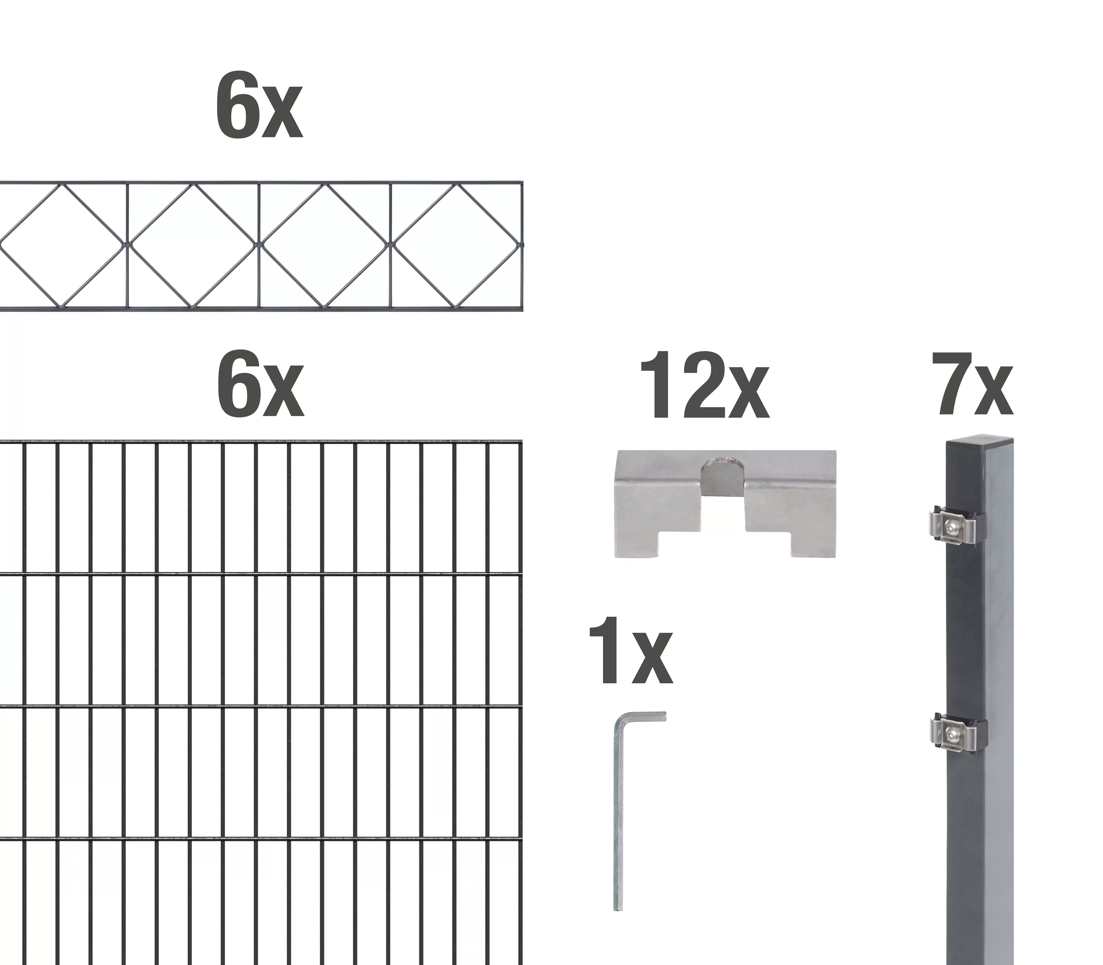 Alberts Doppelstabmattenzaun "Bergen", anthrazit, Höhe: 100-160cm, Gesamtlä günstig online kaufen