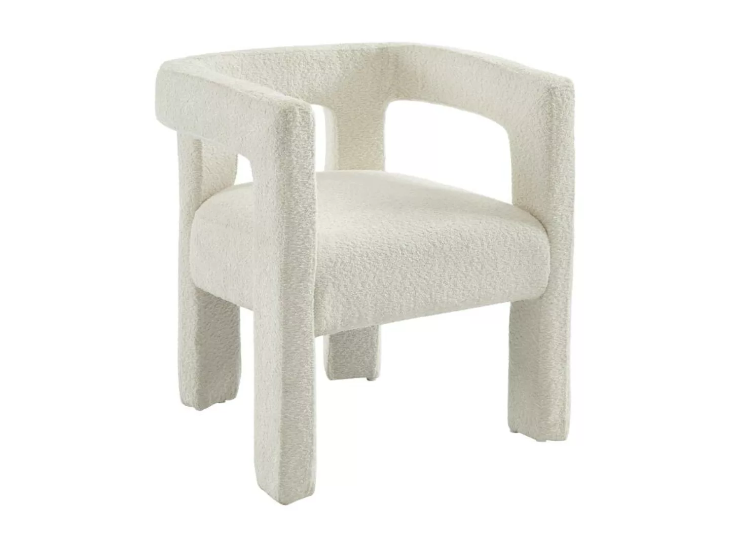 Stuhl mit Armlehnen - Bouclé-Stoff & Metall - Weiß - SOFANA von Pascal MORA günstig online kaufen