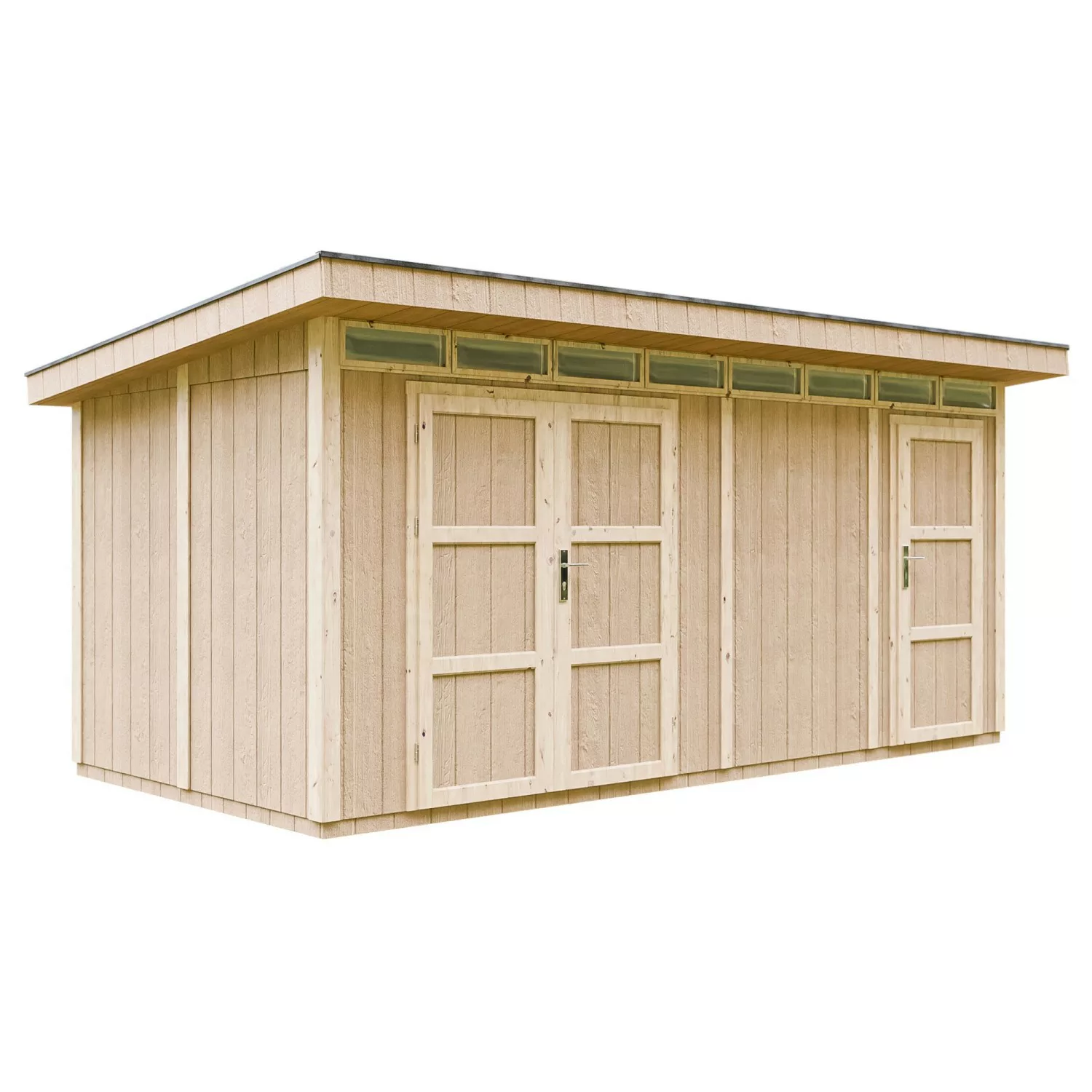 Timbela Holz-Gartenhaus/Gerätehaus M905C Flachdach Grundiert 530 cm x 279 c günstig online kaufen