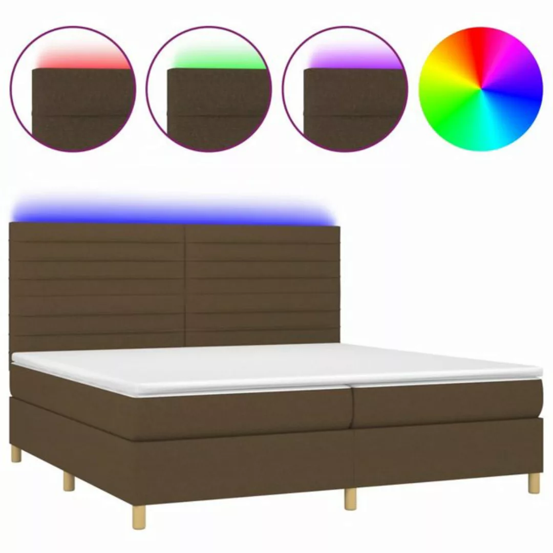 vidaXL Boxspringbett (200 x 200 cm, Streifen Horizontal, Braun), mit LED günstig online kaufen