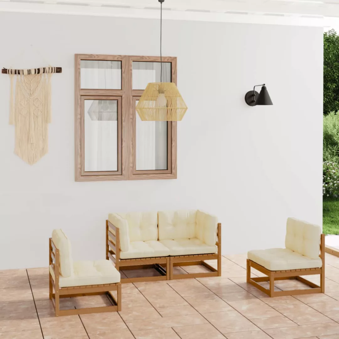 4-tlg. Garten-lounge-set Mit Kissen Kiefer Massivholz günstig online kaufen