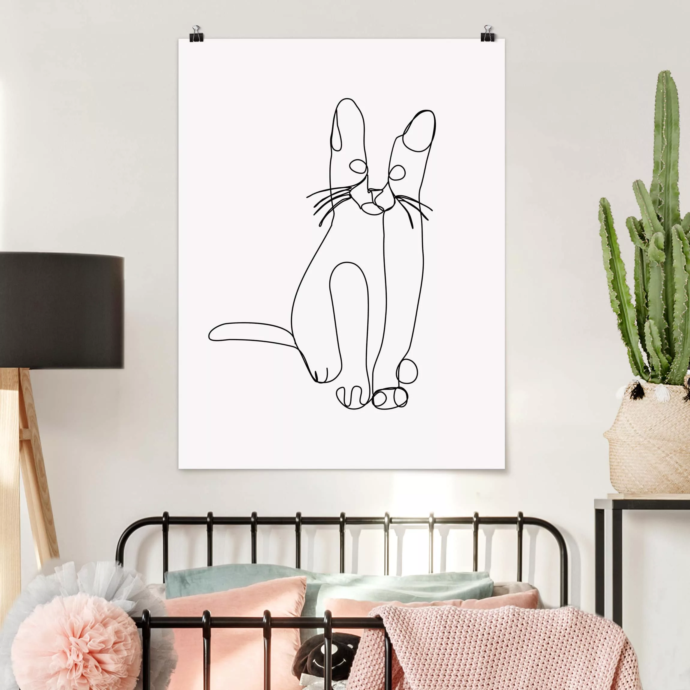 Poster Tiere - Hochformat Katze Line Art günstig online kaufen