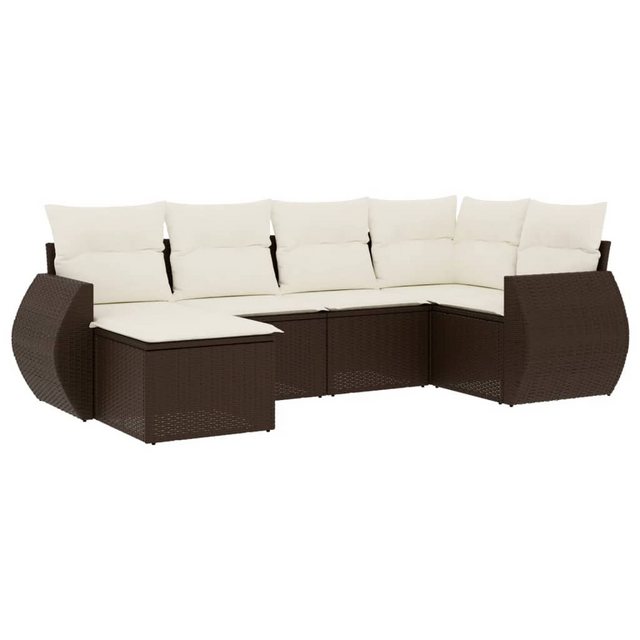 vidaXL Sofaelement 6-tlg. Garten-Sofagarnitur mit Kissen Braun Poly Rattan günstig online kaufen