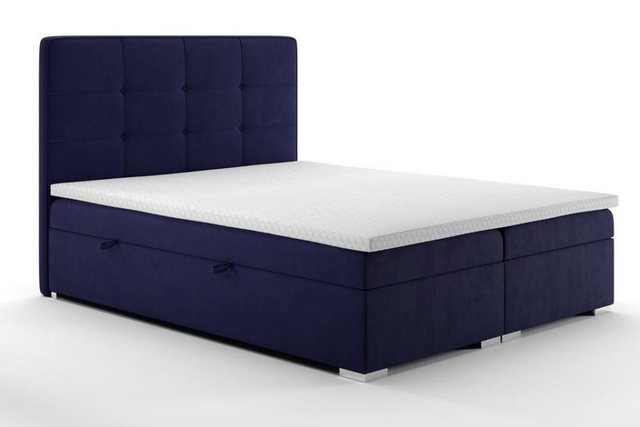 JVmoebel Bett Blaues Boxspring Bett Hotel Doppel Luxus Betten Polster Bettk günstig online kaufen