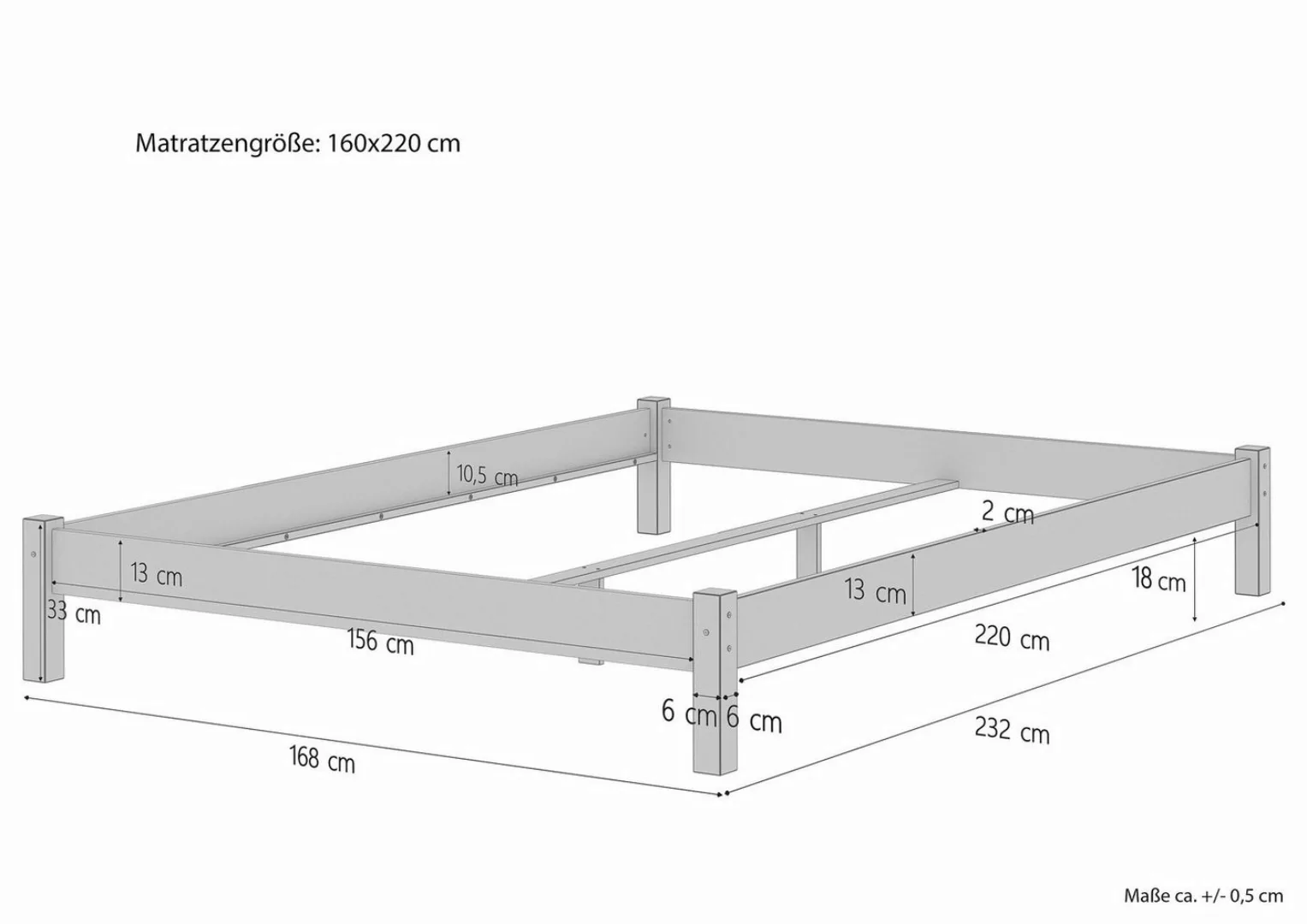 ERST-HOLZ Einzelbett Niedriges Doppelbett Massivholzbett überlang Buche 160 günstig online kaufen