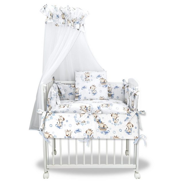 Baby-Delux Beistellbett Babybett Giraffe Blau, 10-tlg., Stillbett 90x40 wei günstig online kaufen