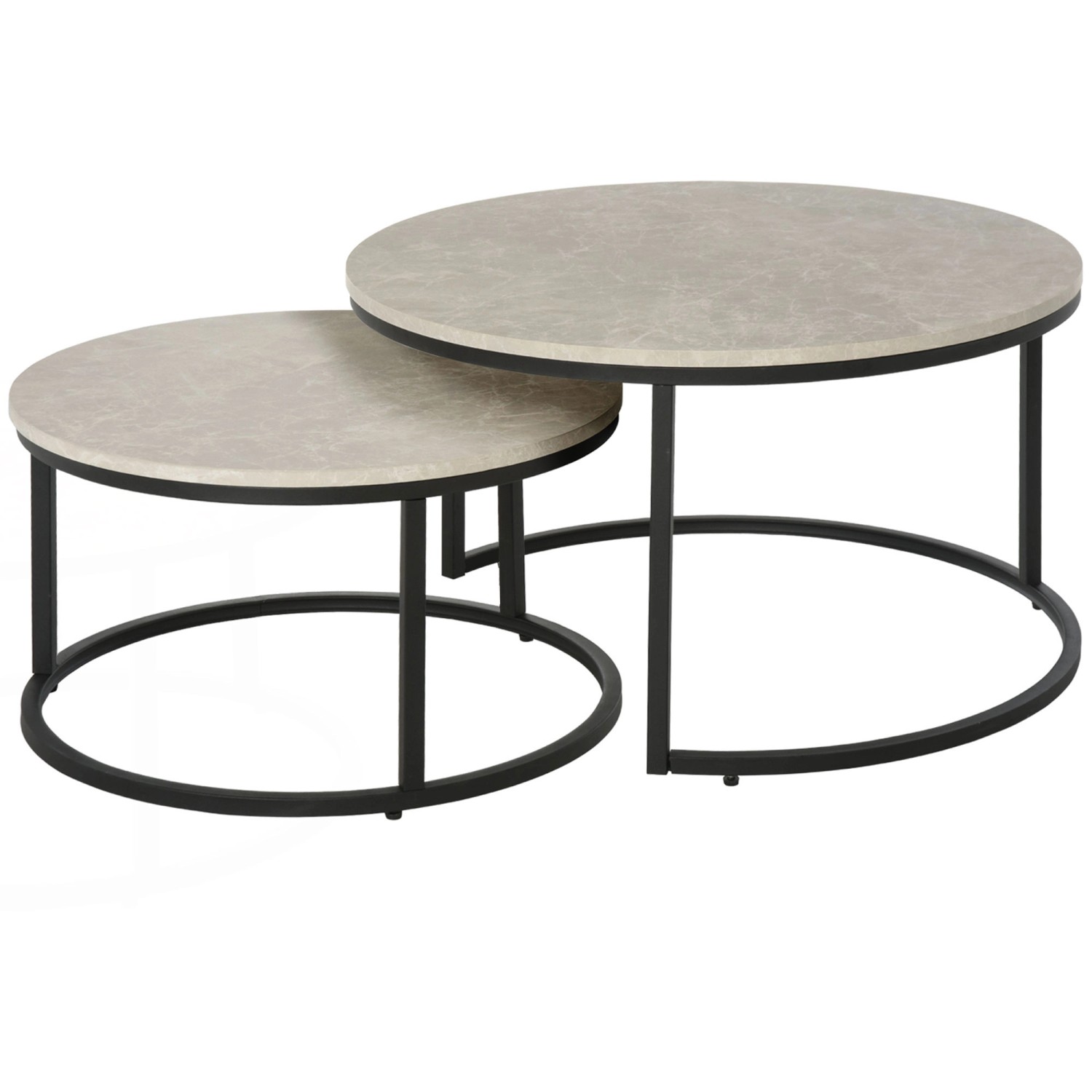HOMCOM Couchtisch 2er-Set Beistelltisch mit Metallgestell günstig online kaufen