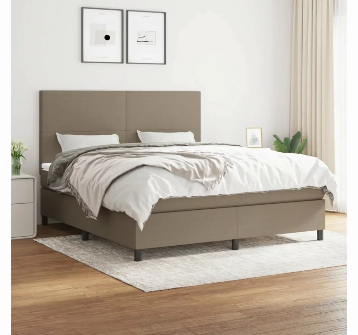 vidaXL Boxspringbett Boxspringbett mit Matratze Taupe 180x200 cm Stoff Bett günstig online kaufen