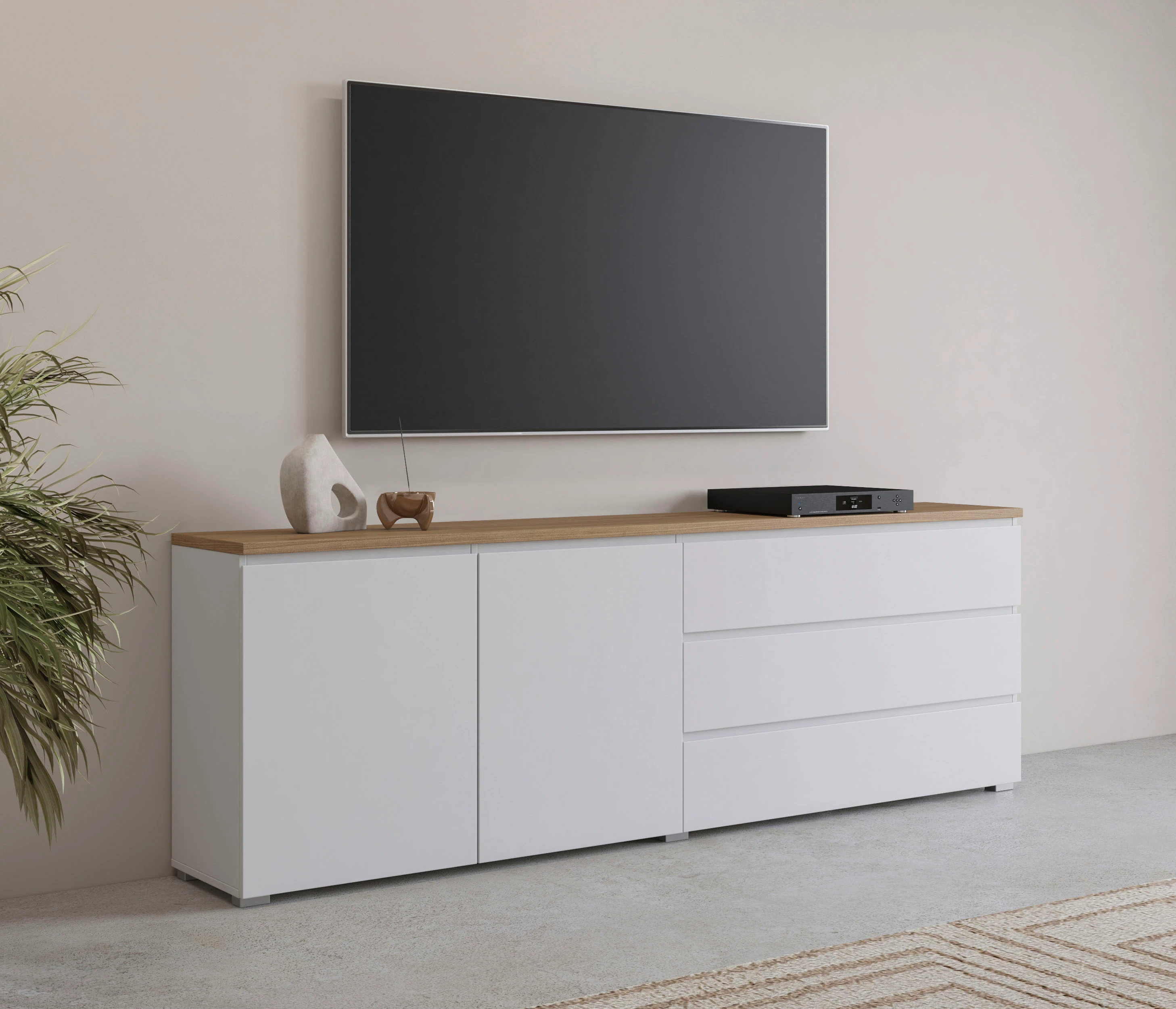 INOSIGN Sideboard "Modo, Breite 200 cm, moderne grifflose Kommode 2Türen/3 günstig online kaufen