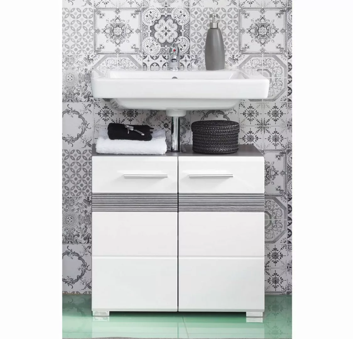 Lomadox Waschbeckenschrank ODRA-19 Badezimmer in Weiß Hochglanz mit Sardegn günstig online kaufen