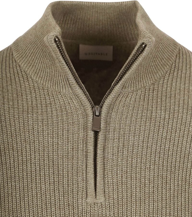 Suitable Half Zip Wool Blend Pullover Taupe - Größe XXL günstig online kaufen