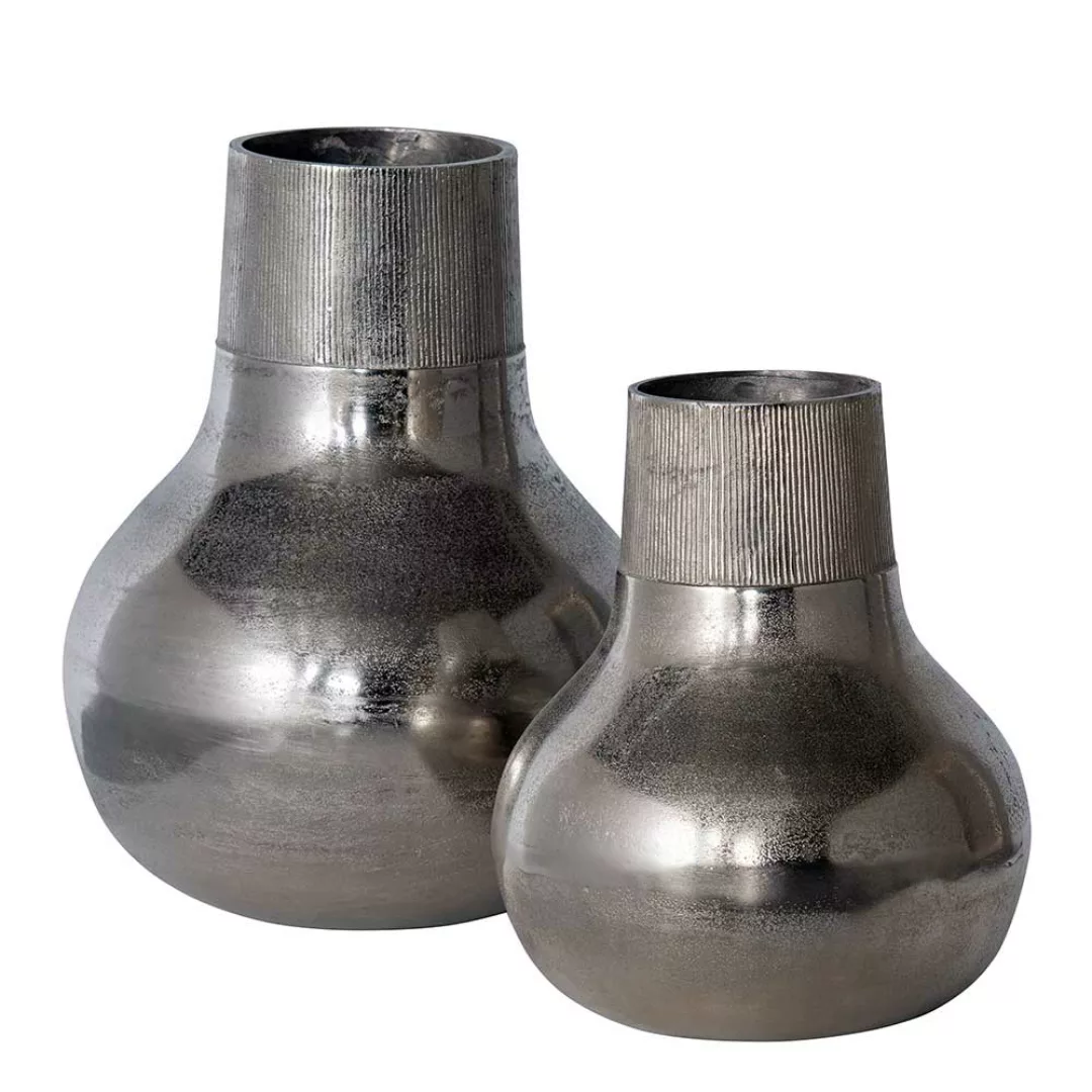 Metall Bodenvasen in Silberfarben Aluminium (2er Set) günstig online kaufen