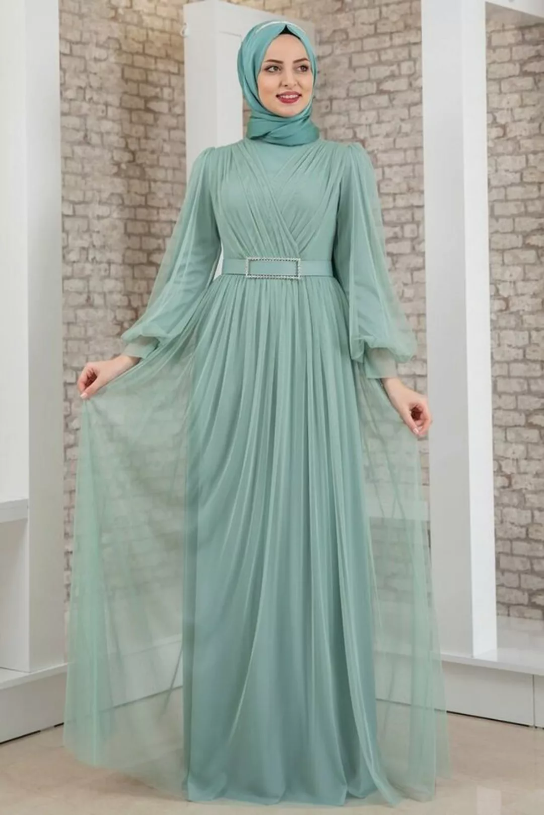 Modavitrini Abendkleid Damen Kleid langärmliges Maxikleid Abiye Abaya Hijab günstig online kaufen