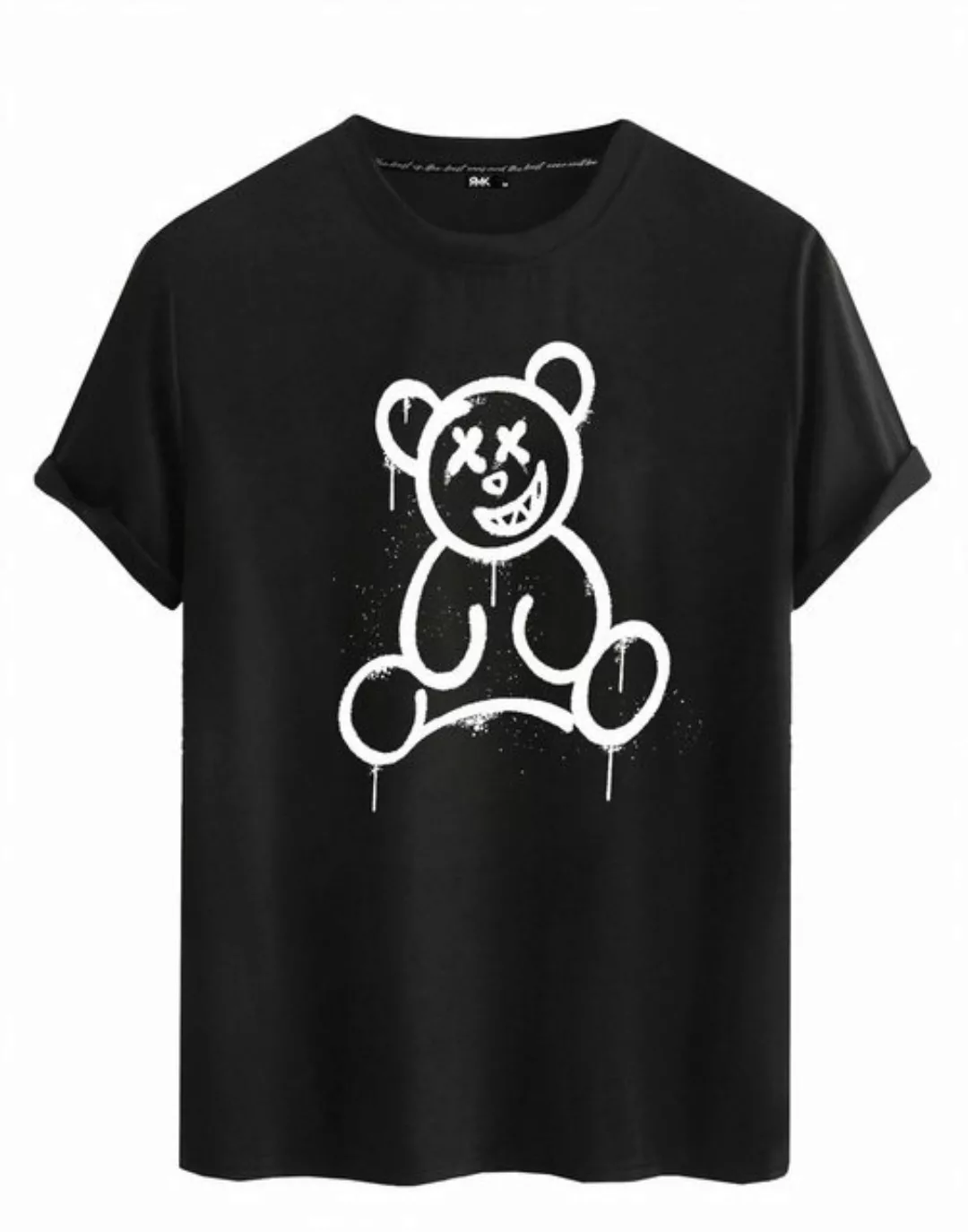 RMK T-Shirt Herren Shirt mit Bärendruck Bear Smiley aus Baumwolle günstig online kaufen