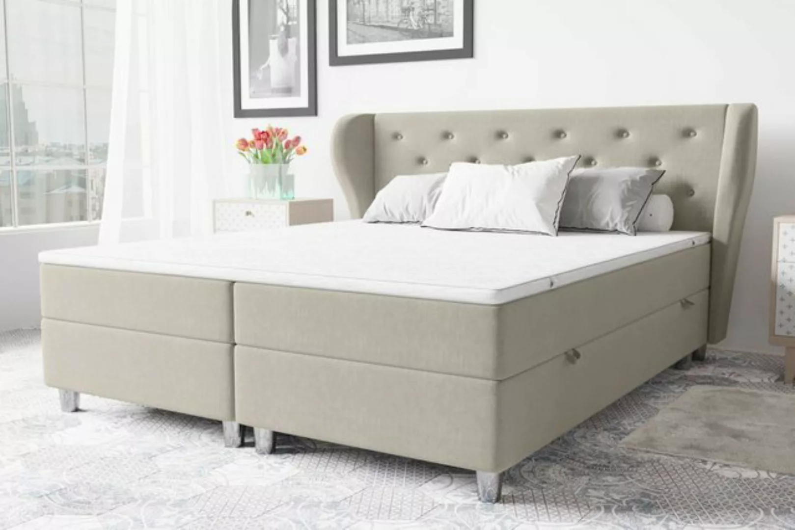 Stylefy Boxspringbett Wilhelm (Schlafzimmerbett, Bett), gepolstert günstig online kaufen