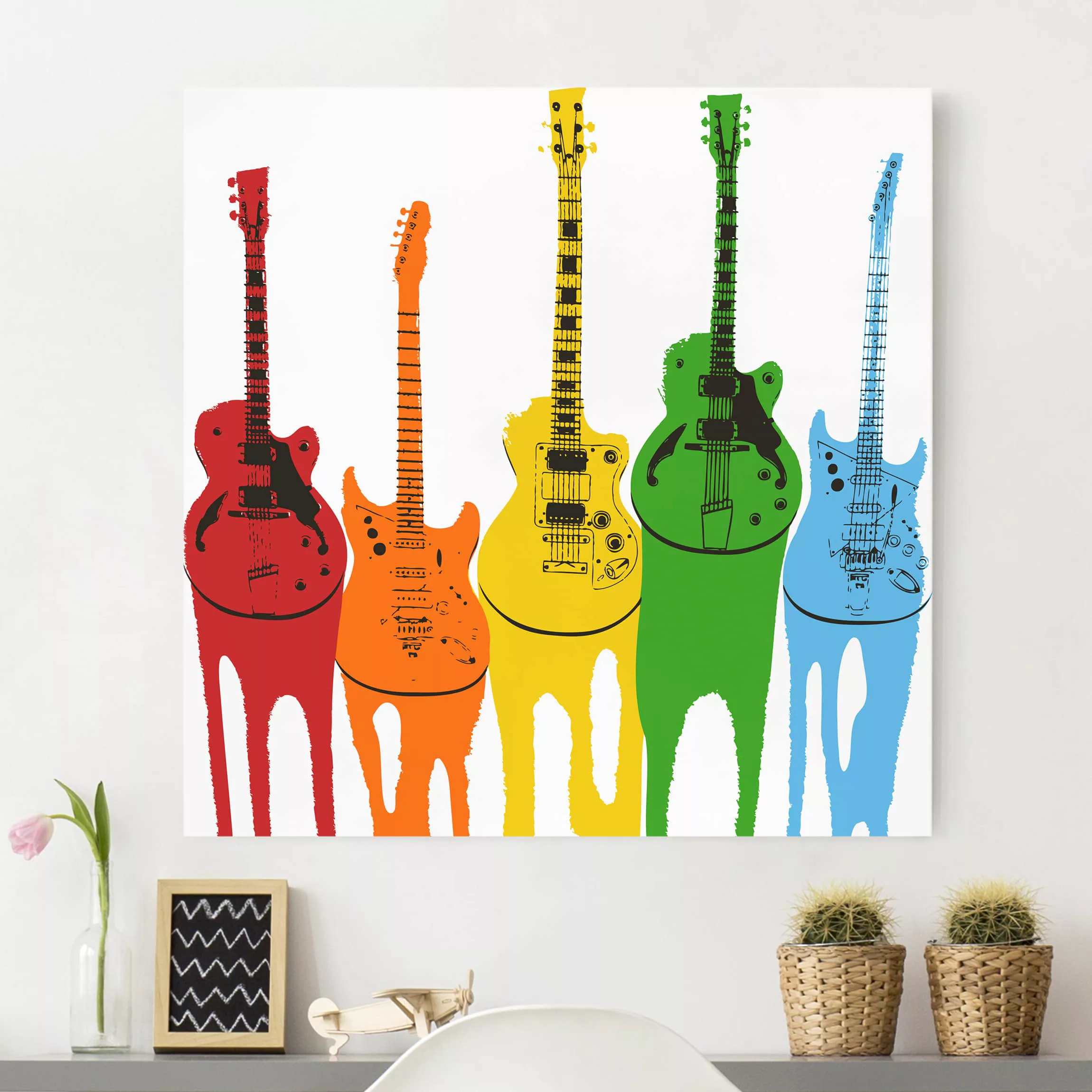 Leinwandbild Kinderzimmer - Quadrat Retro Guitars günstig online kaufen