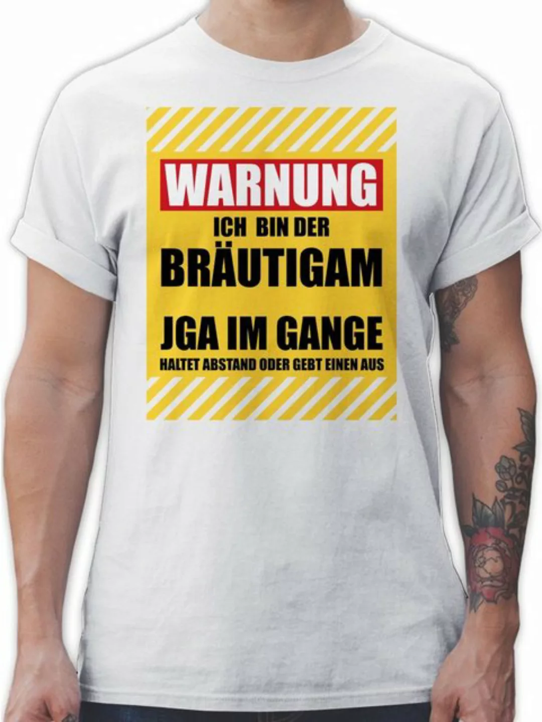 Shirtracer T-Shirt Warnung Ich bin der Bräutigam JGA Männer günstig online kaufen