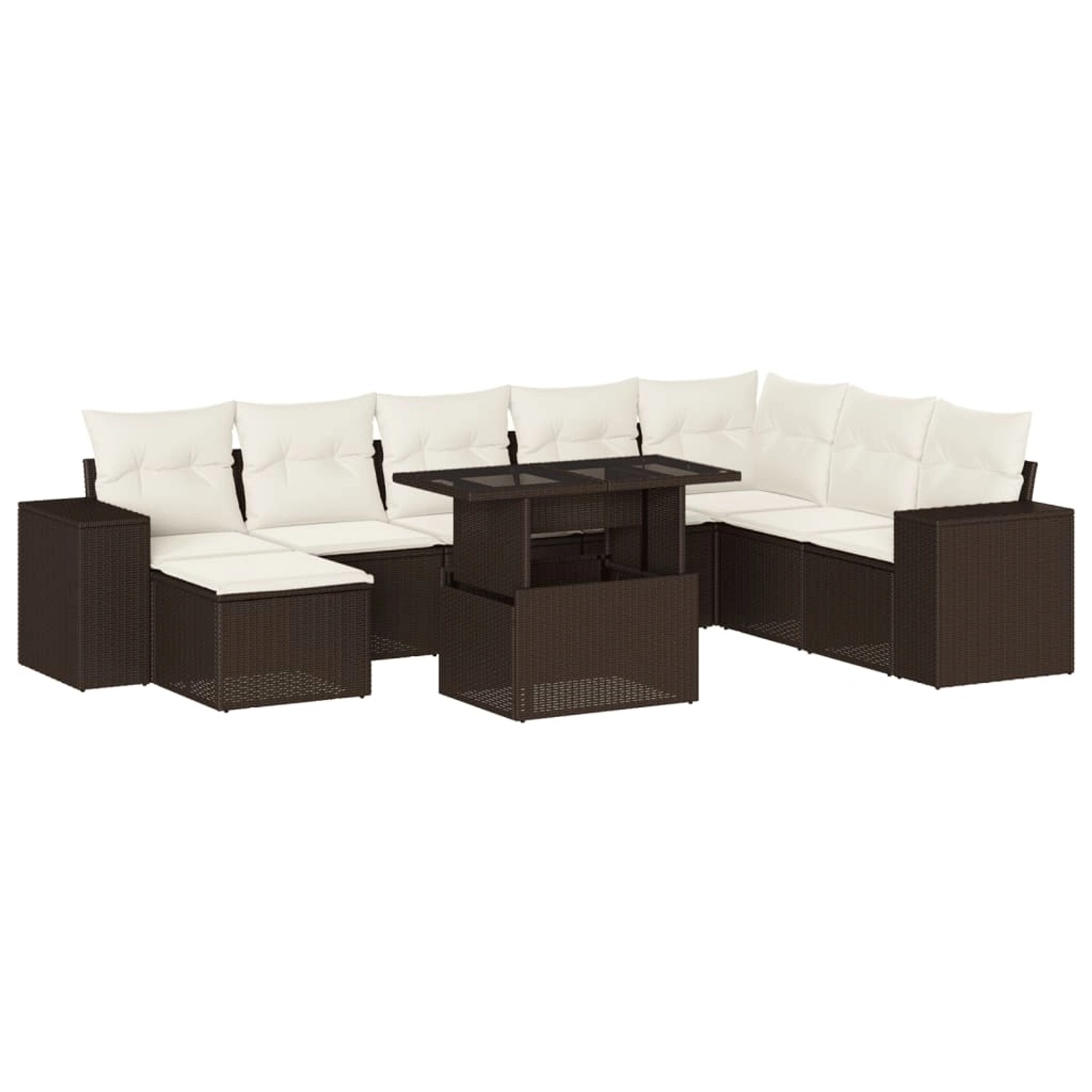 vidaXL 9-Tlg Garten-Sofagarnitur mit Kissen Braun Poly Rattan 3269363 günstig online kaufen