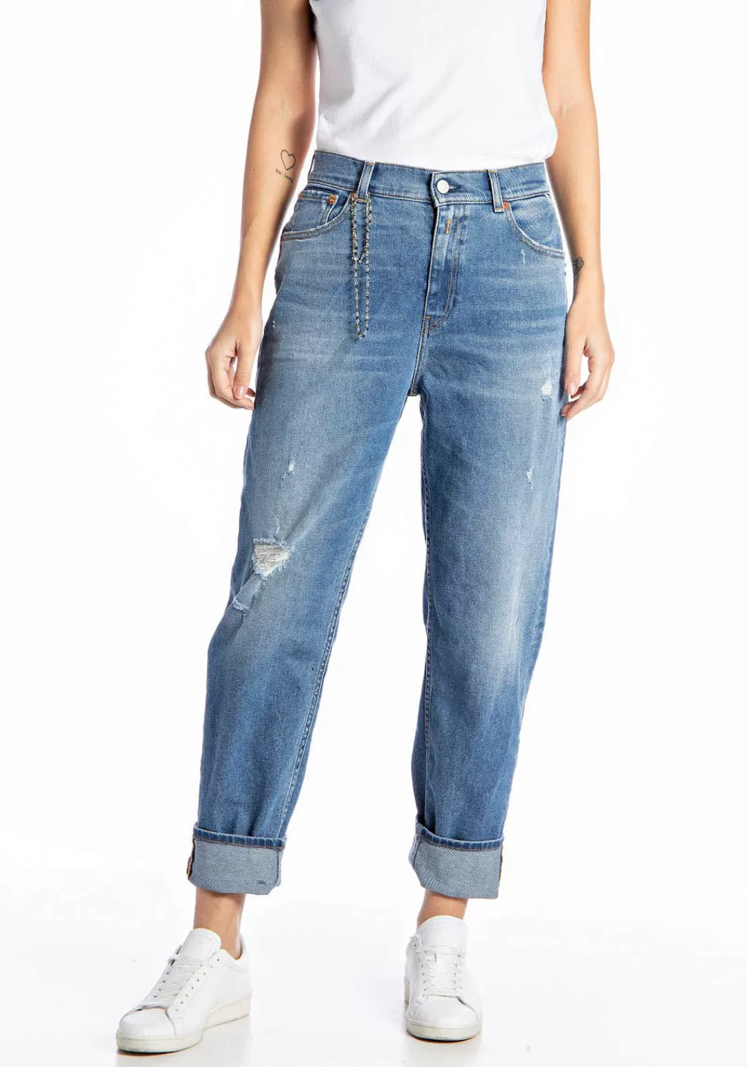 Replay Straight-Jeans KILEY im Used Look mit Kettendetail günstig online kaufen