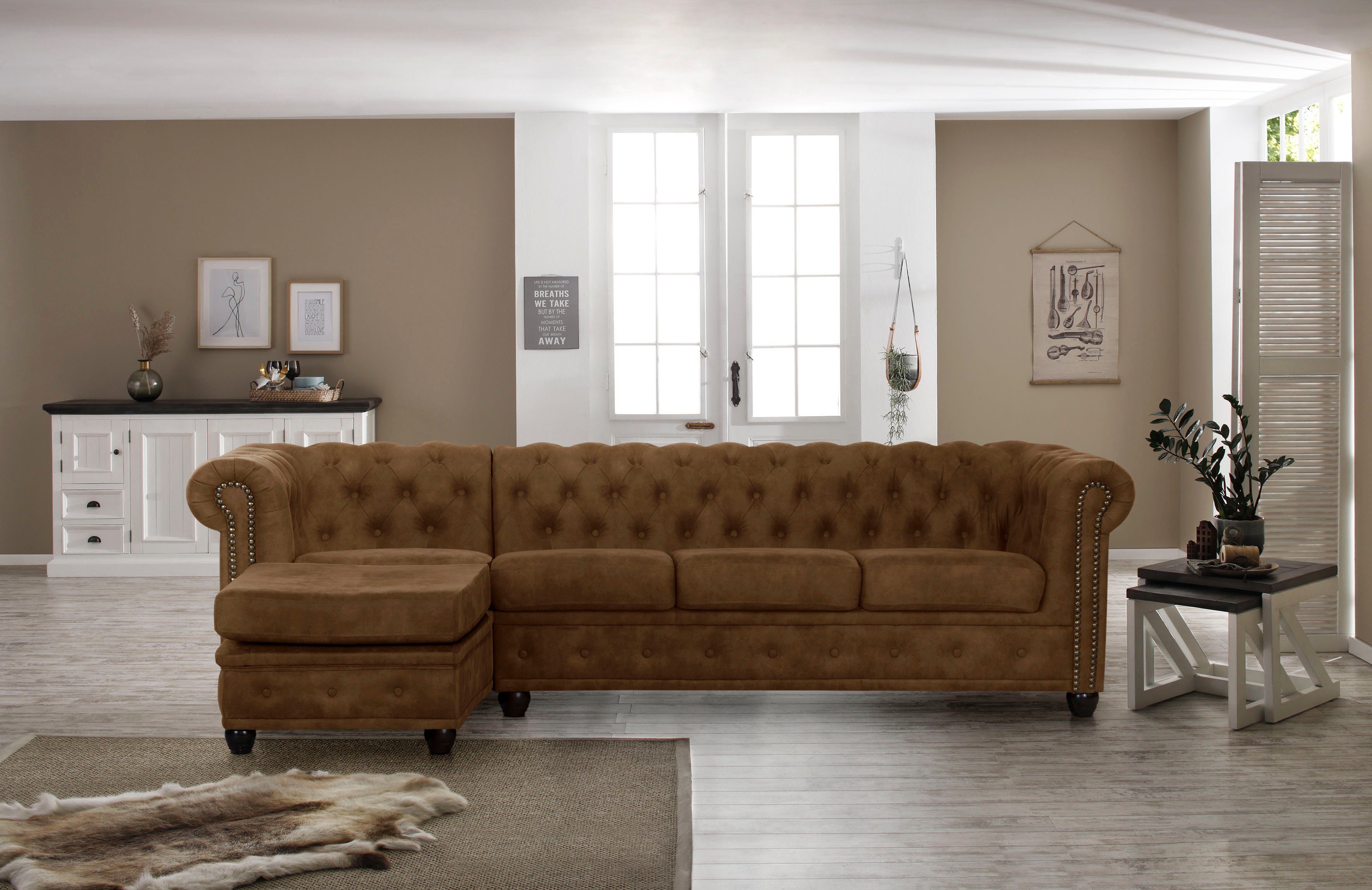 Home affaire Chesterfield-Sofa "Rysum L-Form", Chesterfield-Optik mit Ottom günstig online kaufen