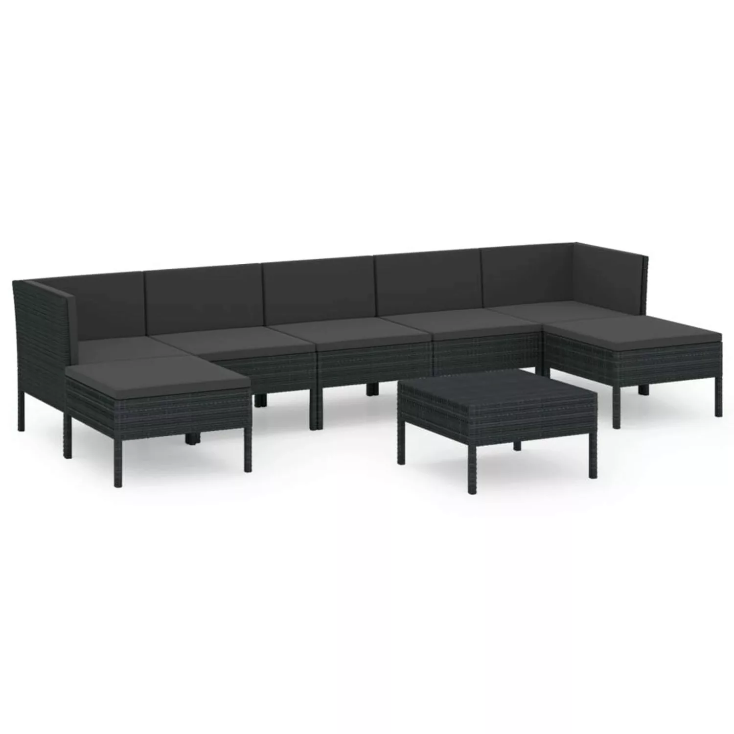 8-tlg. Garten-lounge-set Mit Auflagen Poly Rattan Schwarz günstig online kaufen