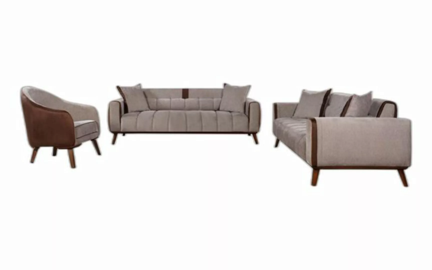 Xlmoebel Sofa Braune 3+3+1 Sitz Couchgruppe Polster Möbelstück, 3 Teile, He günstig online kaufen