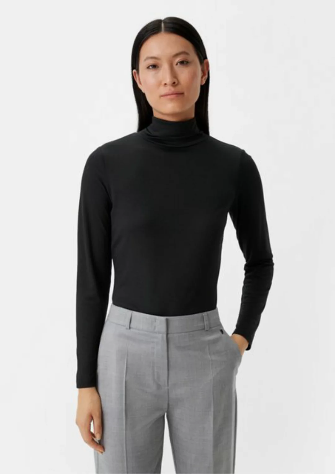 Comma Langarmshirt Rollkragenpullover aus Micromodalmix günstig online kaufen