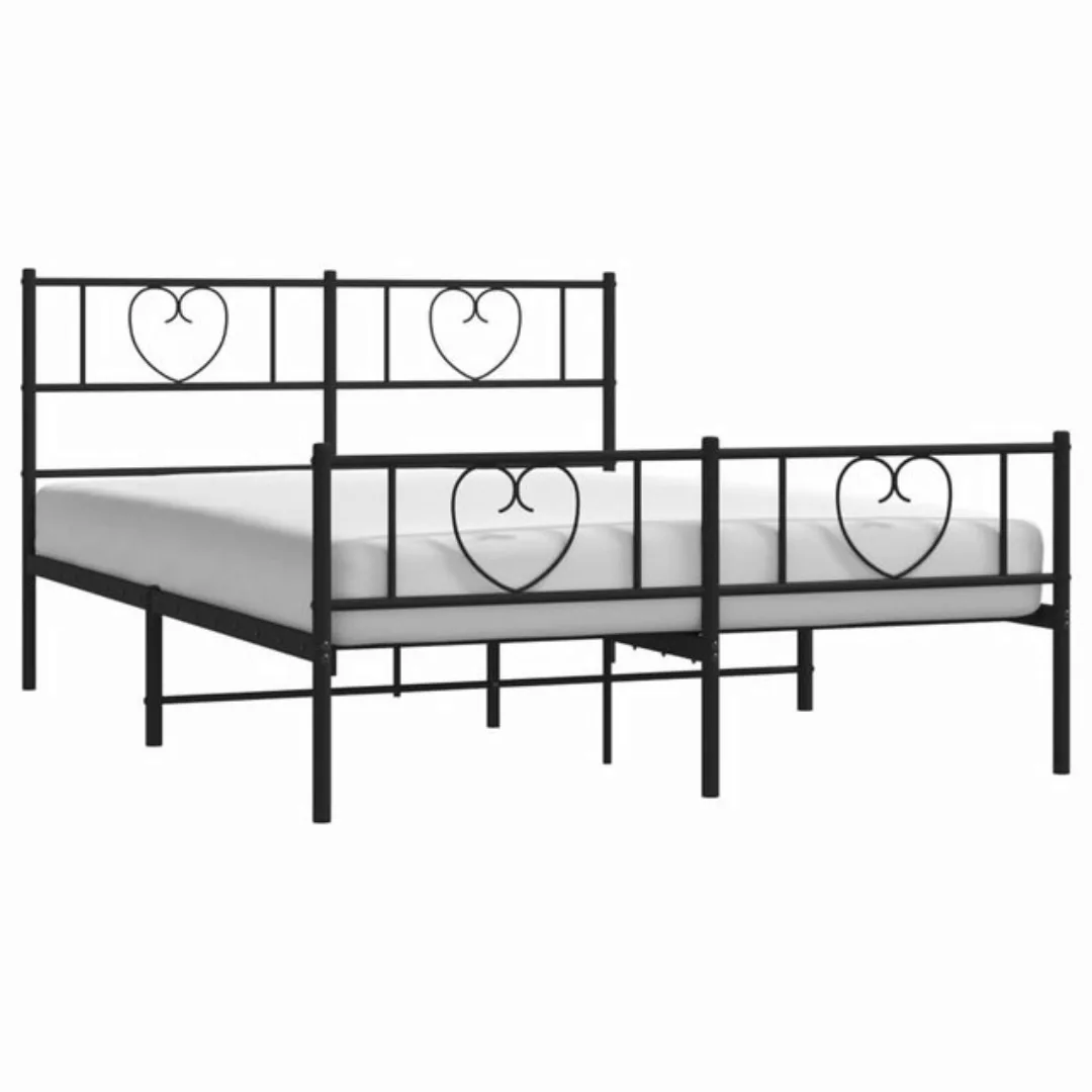 furnicato Bettgestell mit Kopf- und Fußteil Metall Schwarz 120x200 cm (1-tl günstig online kaufen