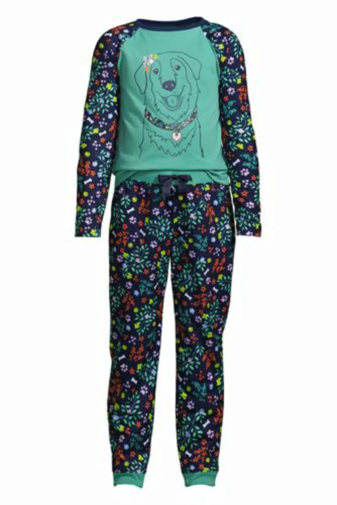 Gemustertes Pyjama-Set aus French Terry, Größe: 140-146, Sonstige, Jersey, günstig online kaufen