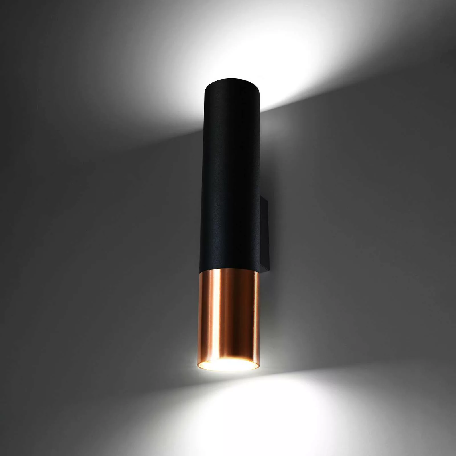 Euluna Thalassa Wandlampe 2fl GU10 schwarz/kupfer günstig online kaufen
