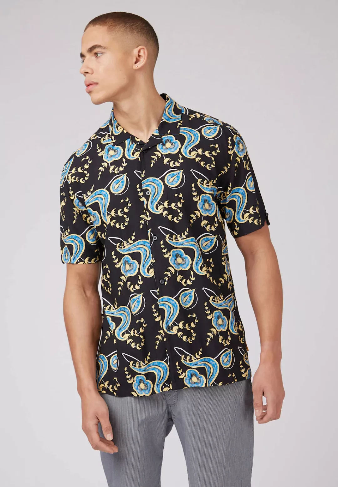 Ben Sherman Kurzarmhemd "Block Floral Print Shirt", Branded Flag Label günstig online kaufen