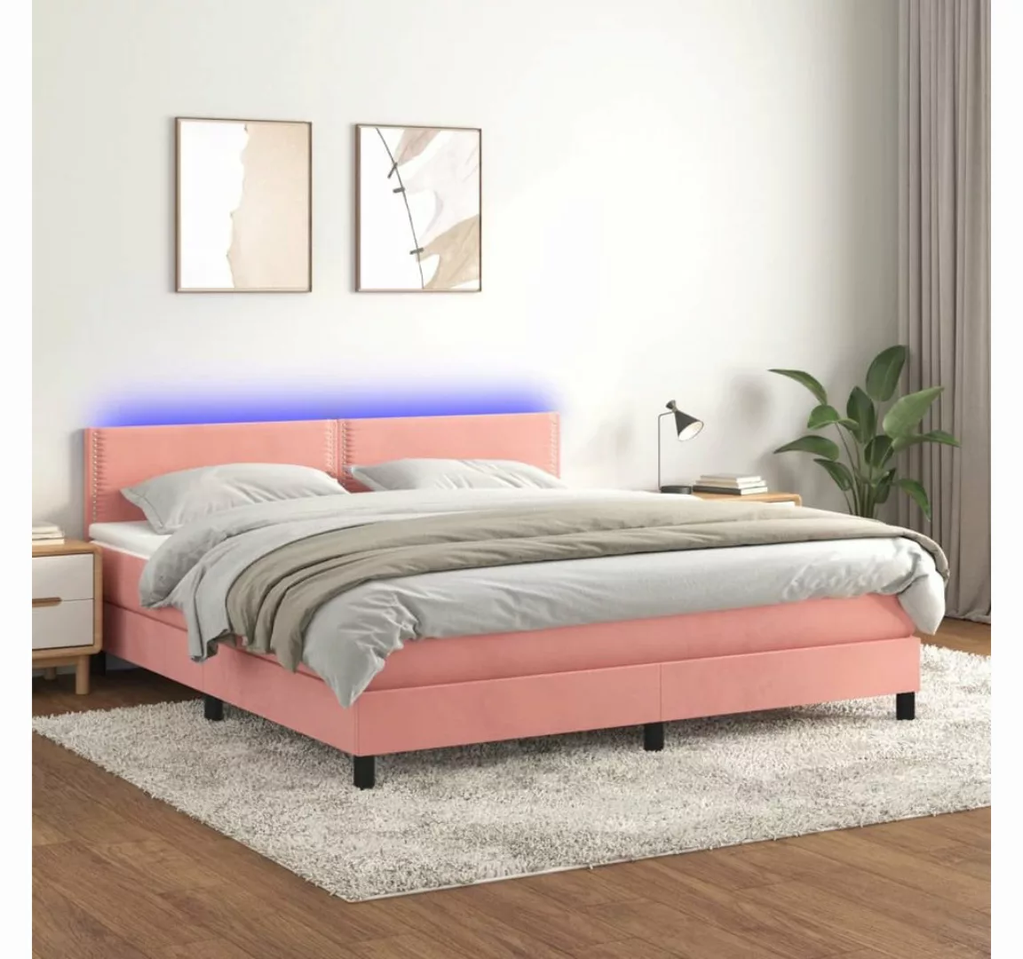 vidaXL Boxspringbett Bett Boxspringbett mit Matratze & LED Samt (160 x 200 günstig online kaufen