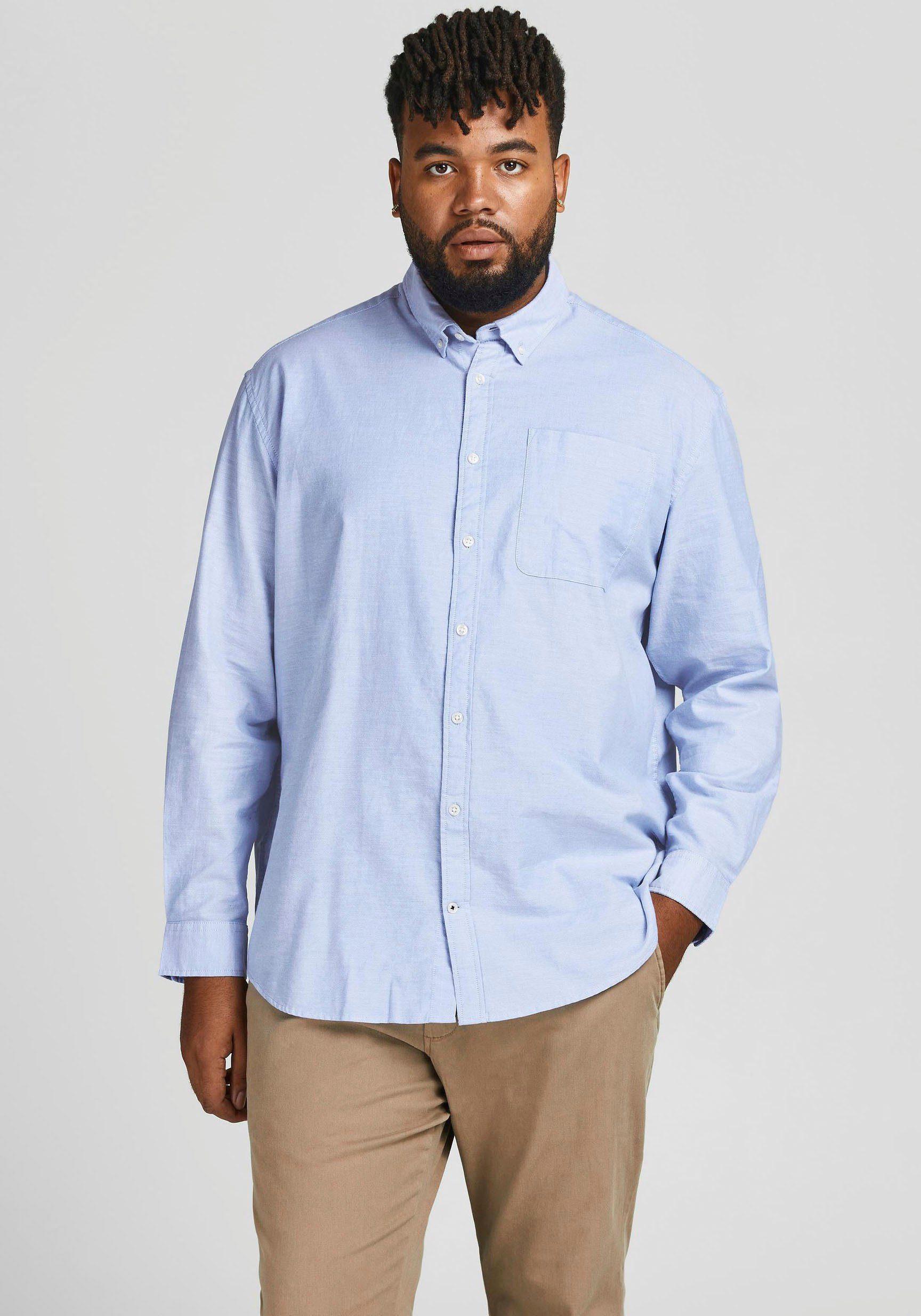 Jack & Jones Herren Freizeit Hemd JJEOXFORD Comfort Fit Plussize günstig online kaufen