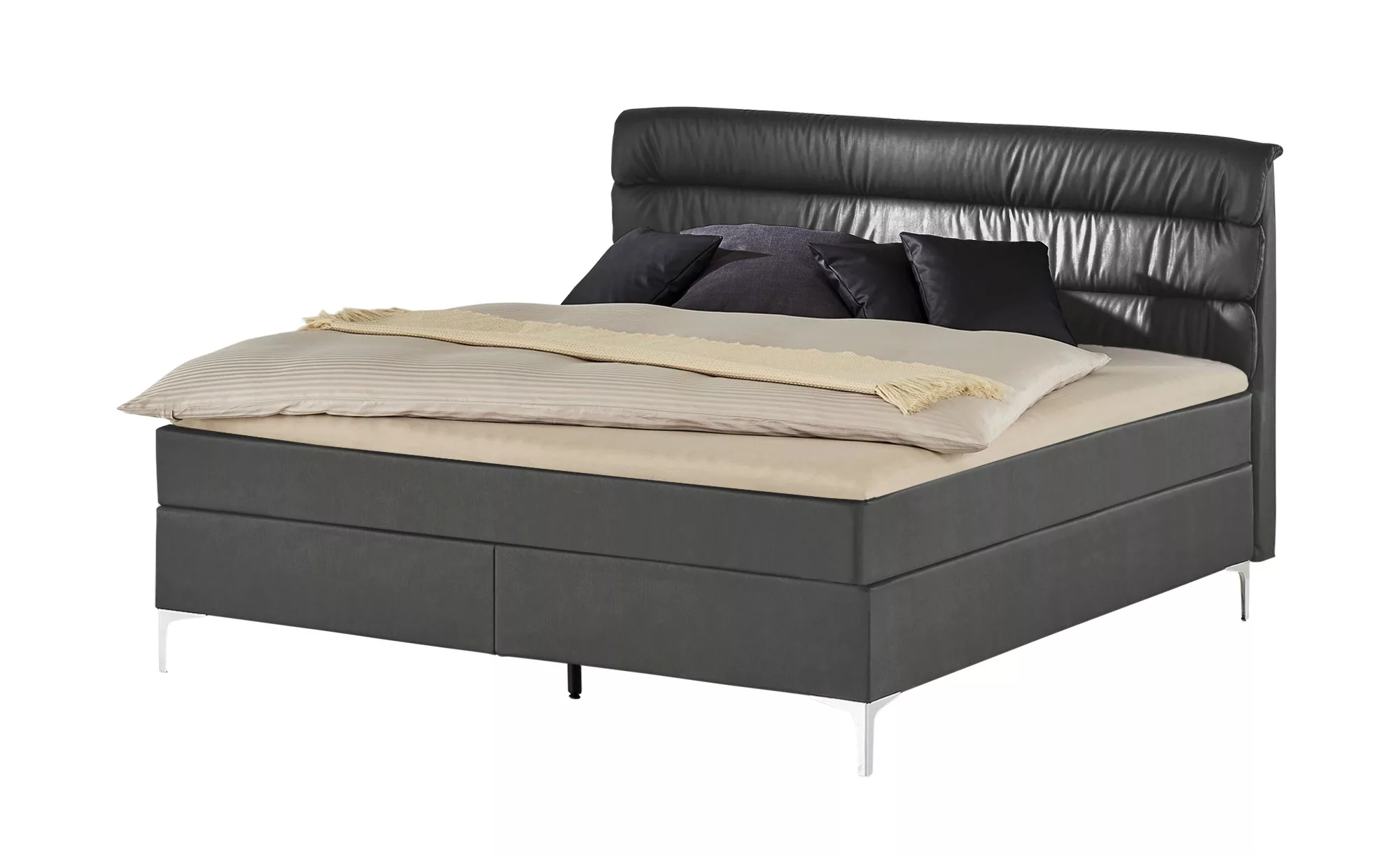 Boxspringbett - grau - 188 cm - 122 cm - Betten > Boxspringbetten > Boxspri günstig online kaufen