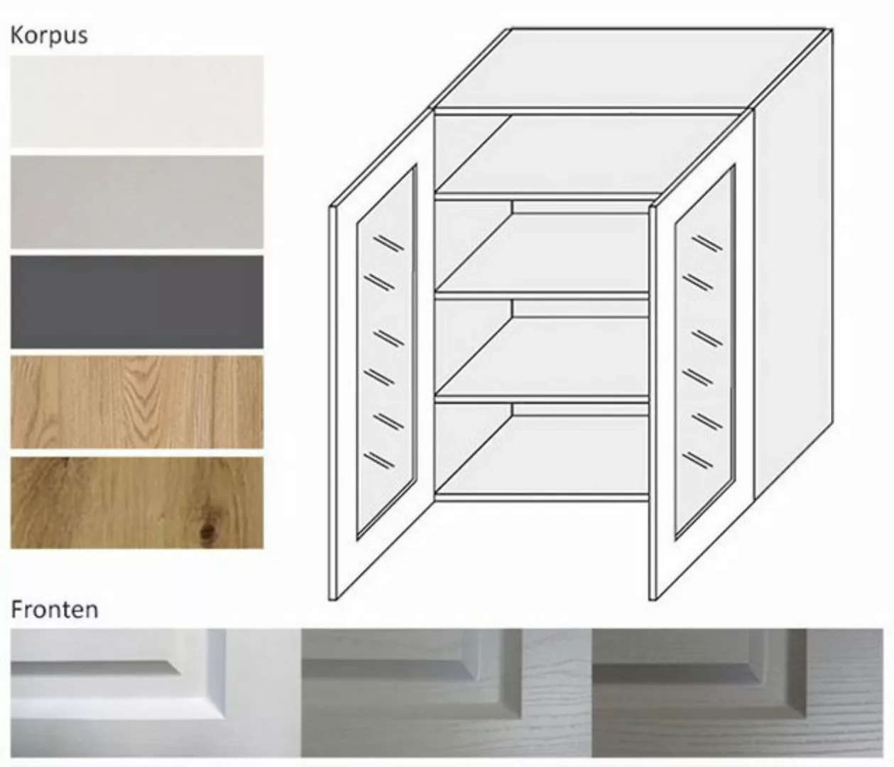 Feldmann-Wohnen Glashängeschrank Elbing (1-St) 80cm Front-, Korpusfarbe & A günstig online kaufen