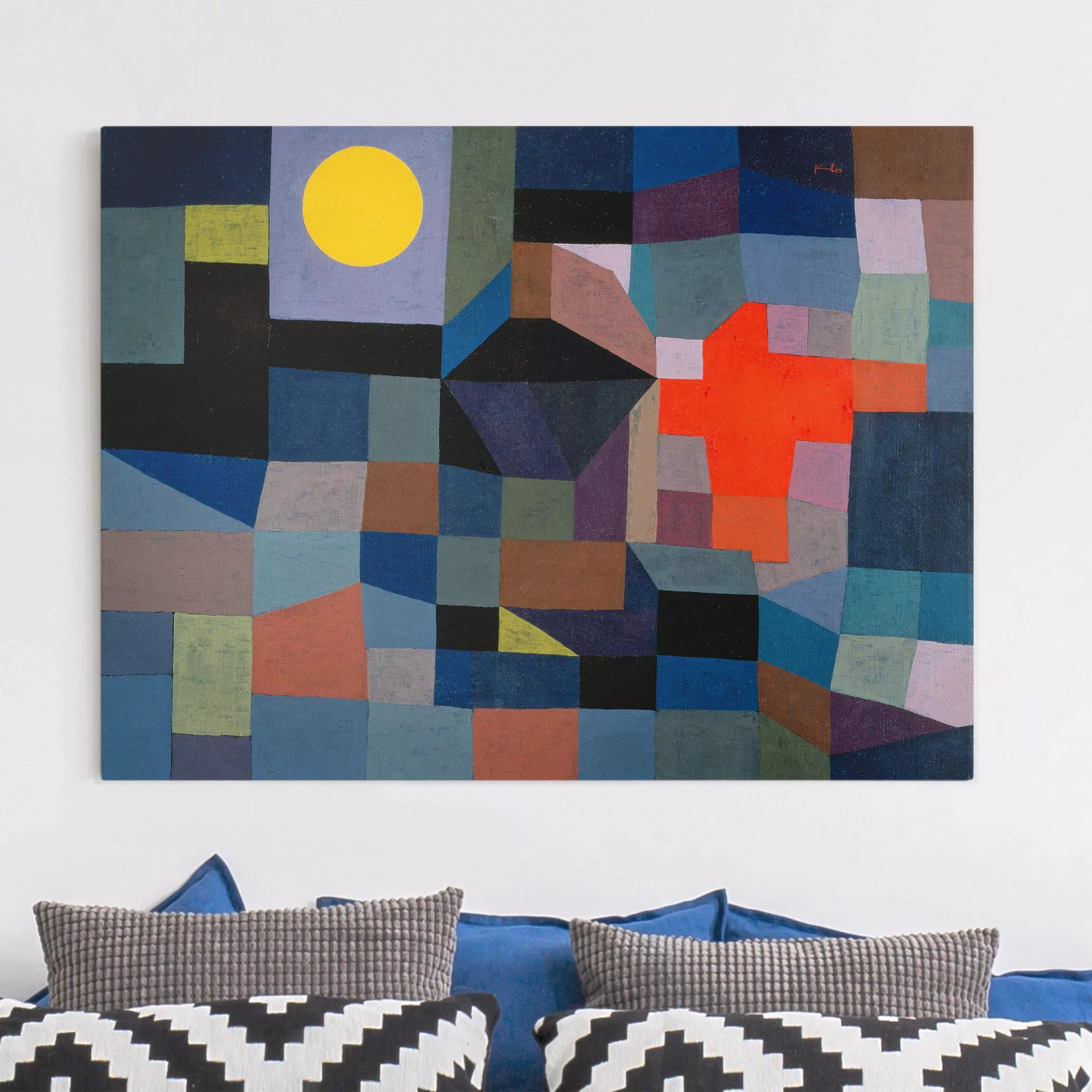 Leinwandbild Kunstdruck - Querformat Paul Klee - Feuer bei Vollmond günstig online kaufen