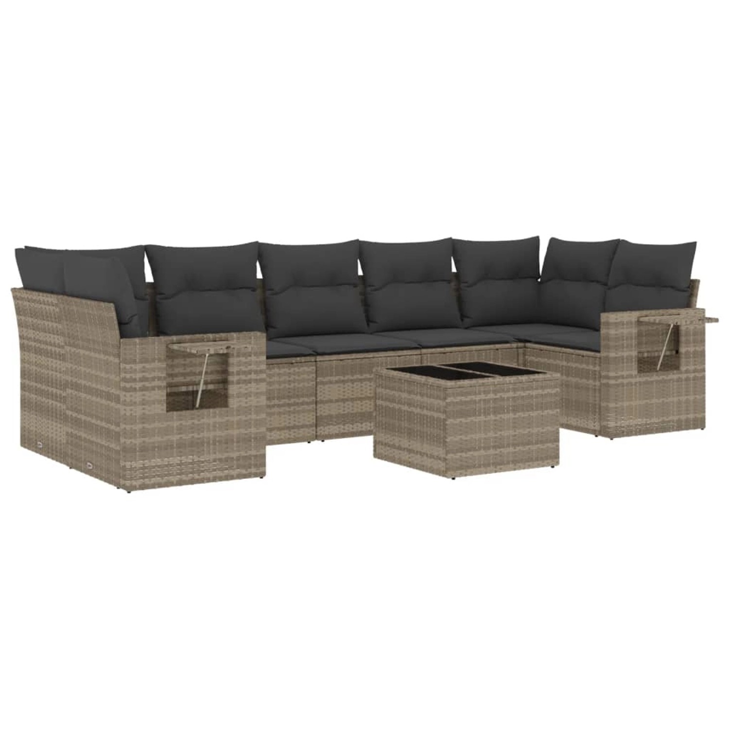 vidaXL 8-Tlg Garten-Sofagarnitur mit Kissen Hellgrau Poly Rattan 3252279 günstig online kaufen