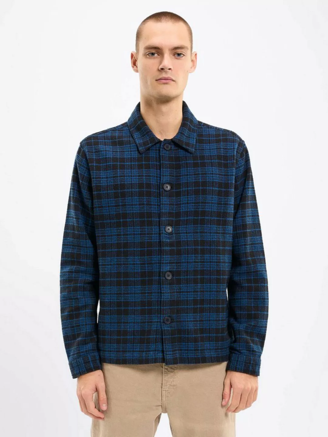 KnowledgeCotton Apparel Langarmhemd Classic Checked Cotton Buttoned Overshi günstig online kaufen