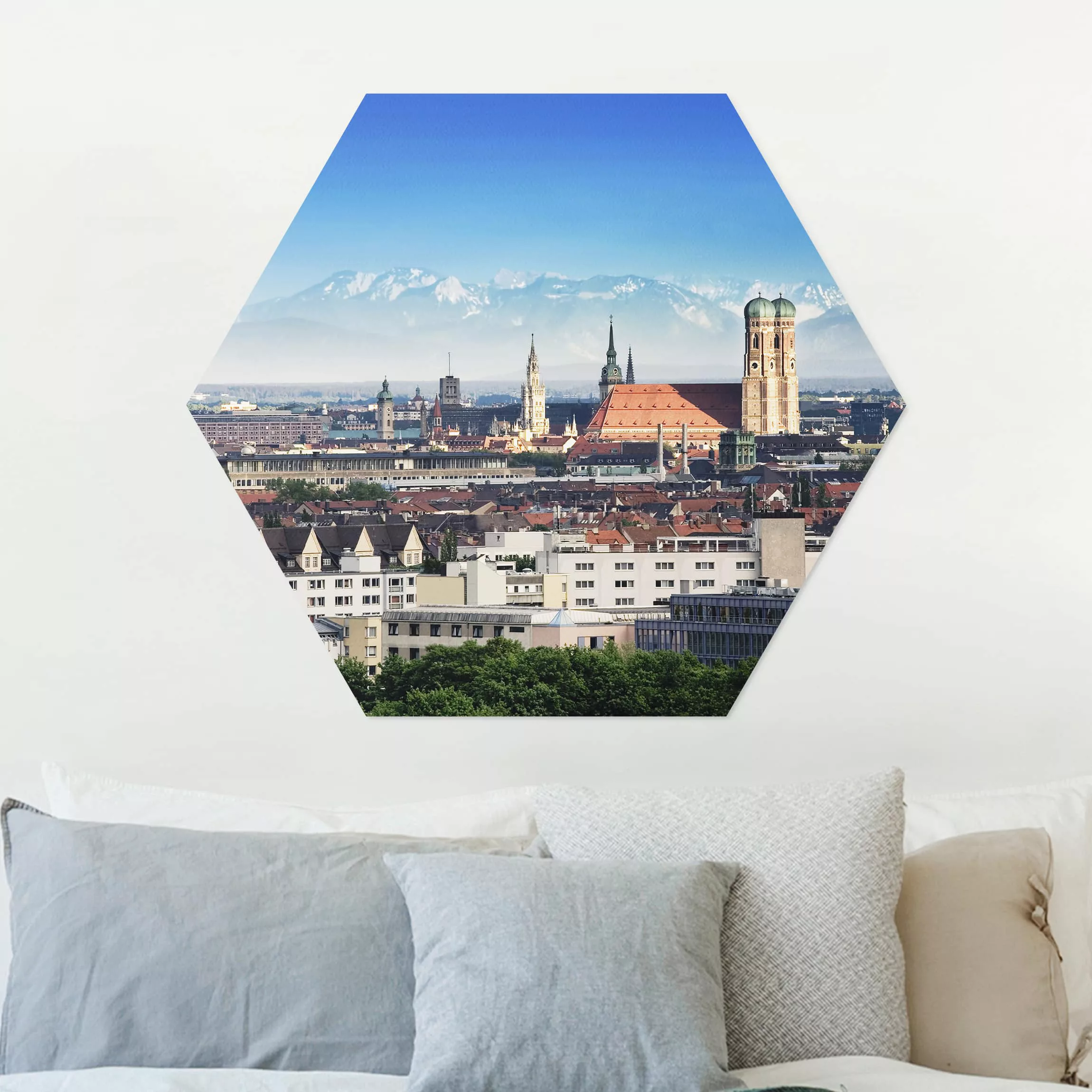 Hexagon-Alu-Dibond Bild Architektur & Skyline München günstig online kaufen