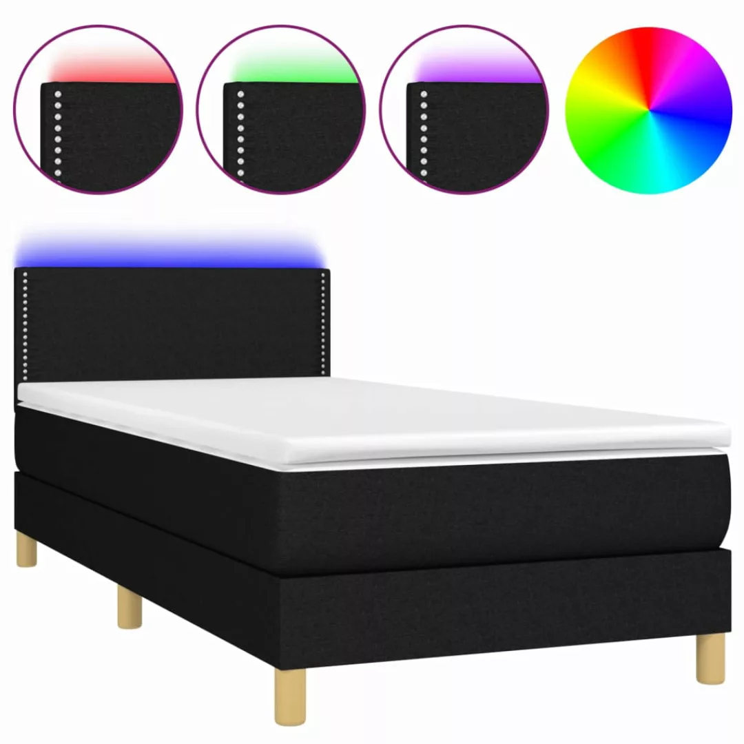 Vidaxl Boxspringbett Mit Matratze & Led Schwarz 90x200 Cm Stoff günstig online kaufen