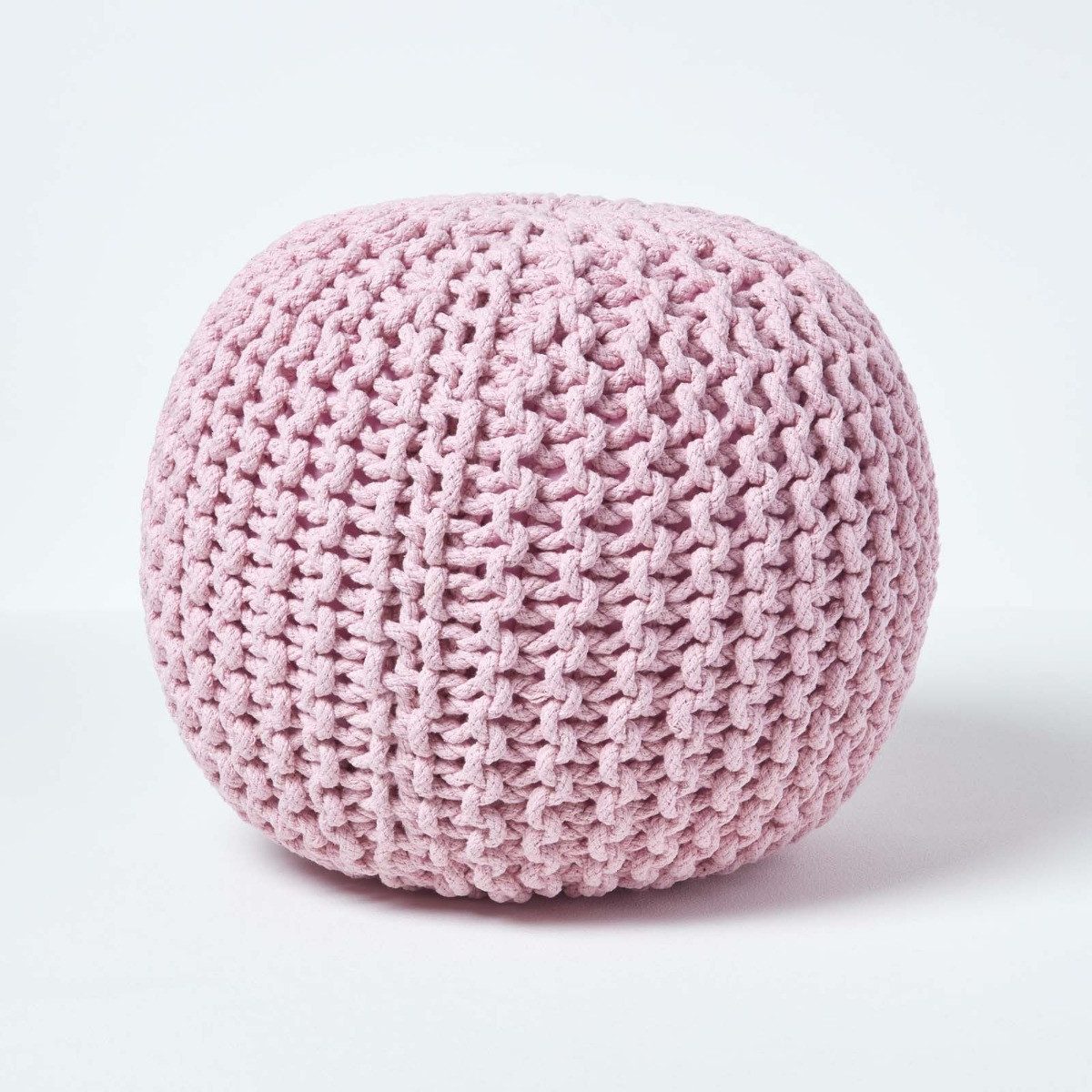 Homescapes Pouf Runder Strickpouf 100% Baumwolle, günstig online kaufen