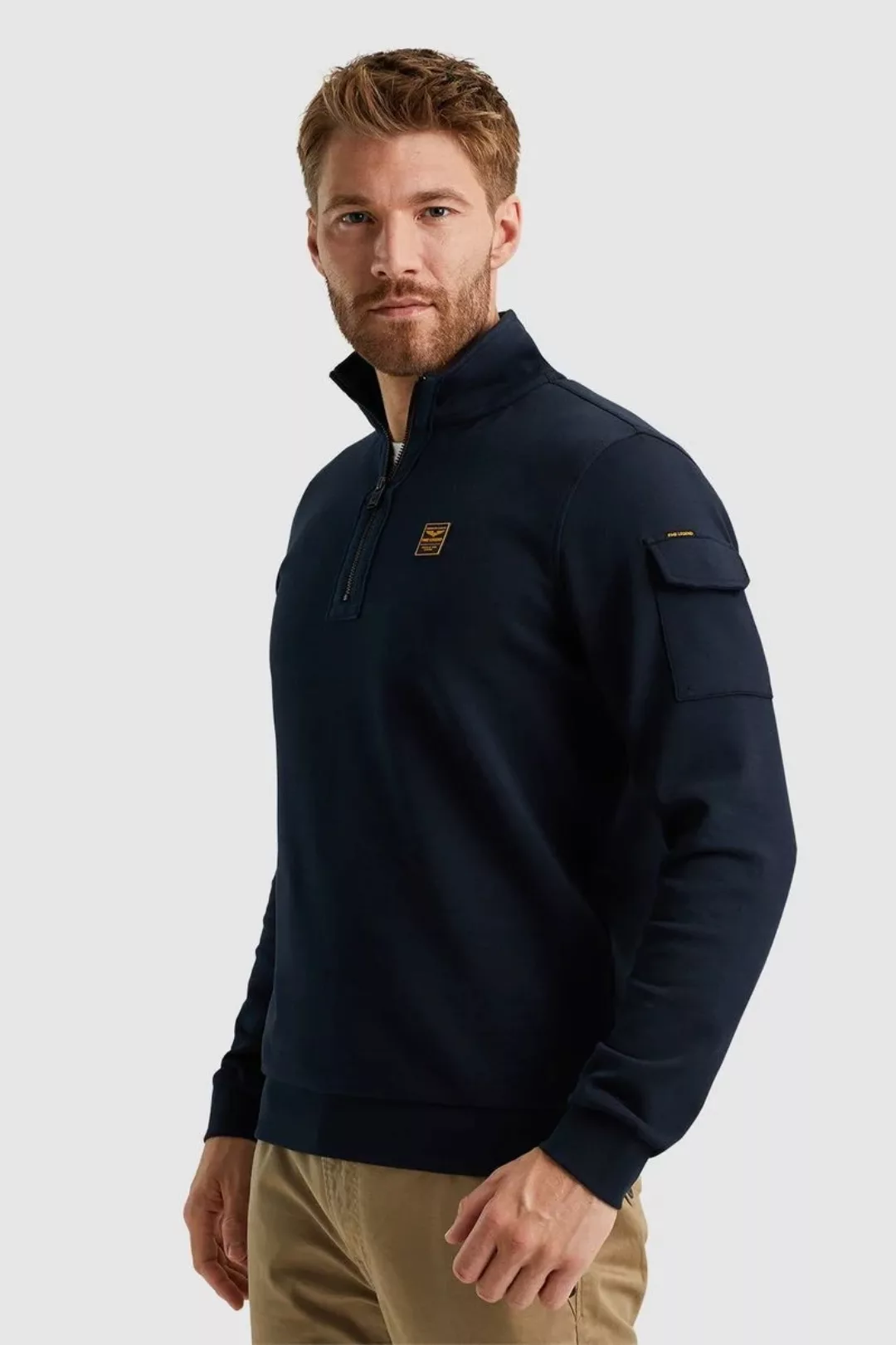 PME LEGEND Stehkragenpullover - Half Zip Sweatshirt - Pullover einfarbig mi günstig online kaufen