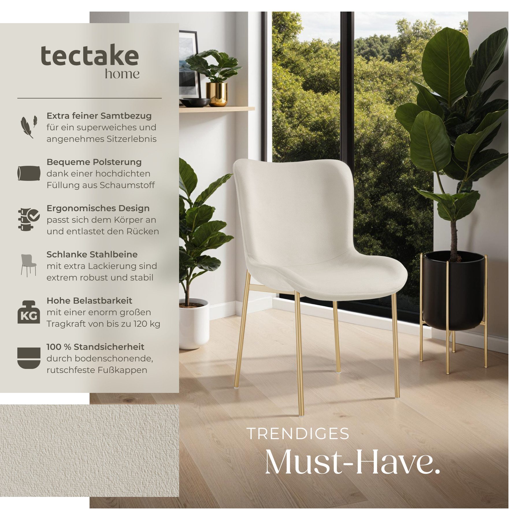 tectake Esszimmerstuhl Polsterstuhl (Set, 4 St), günstig online kaufen